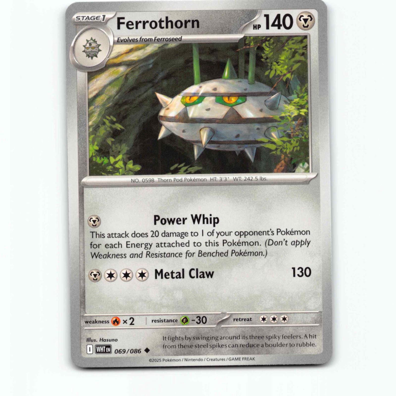 Ferrothorn 069/086 Pokémon WHT EN White Flare Pokemon Kort Scarlet & Violet