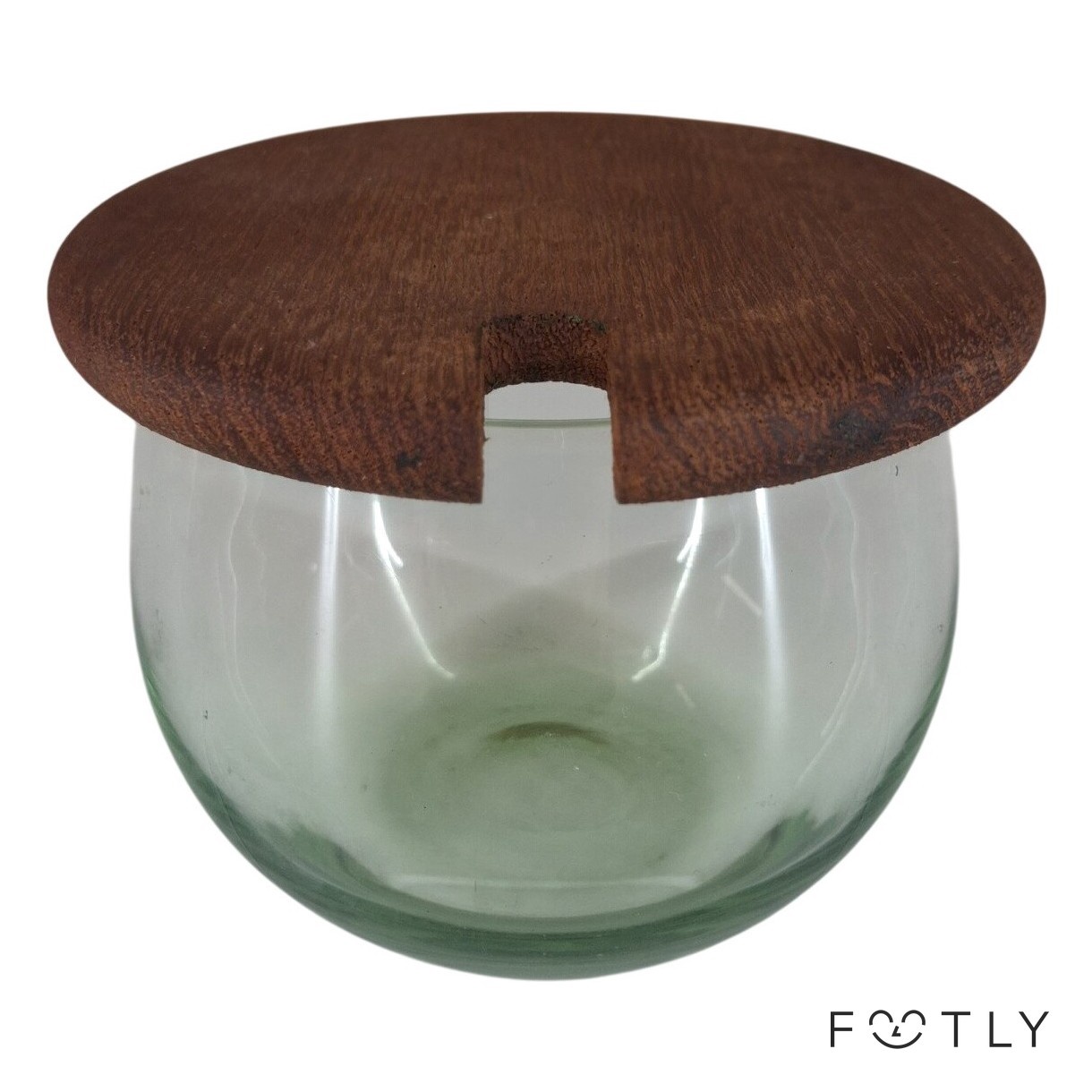 Marlmeladburk Glas med Trälock Glas Grön Vintage Glasburk Förvaring Skål Retro