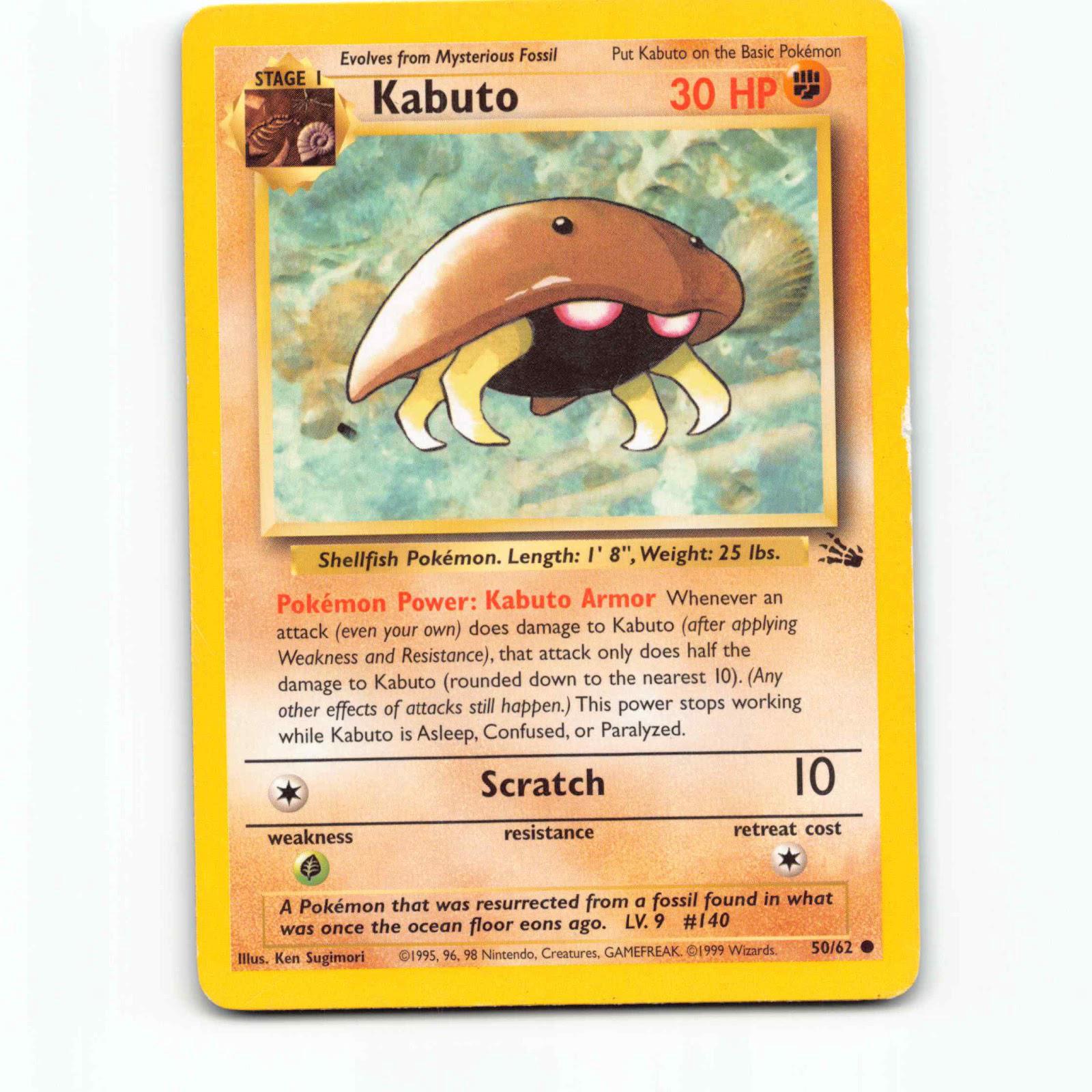 Kabuto 50 Pokémon FO EN 50/62 Fossil Pokemon Kort Wizards of The Coast