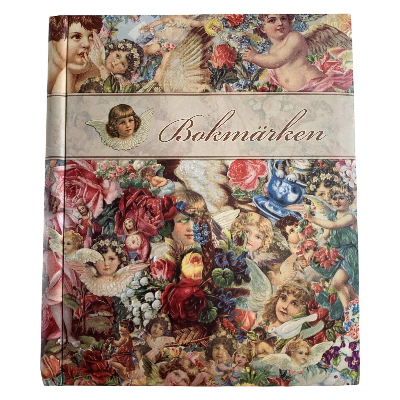 Vintage Bokmärken i Album Djur Änglar Blommor Backemarks Album Retro Bok Märken