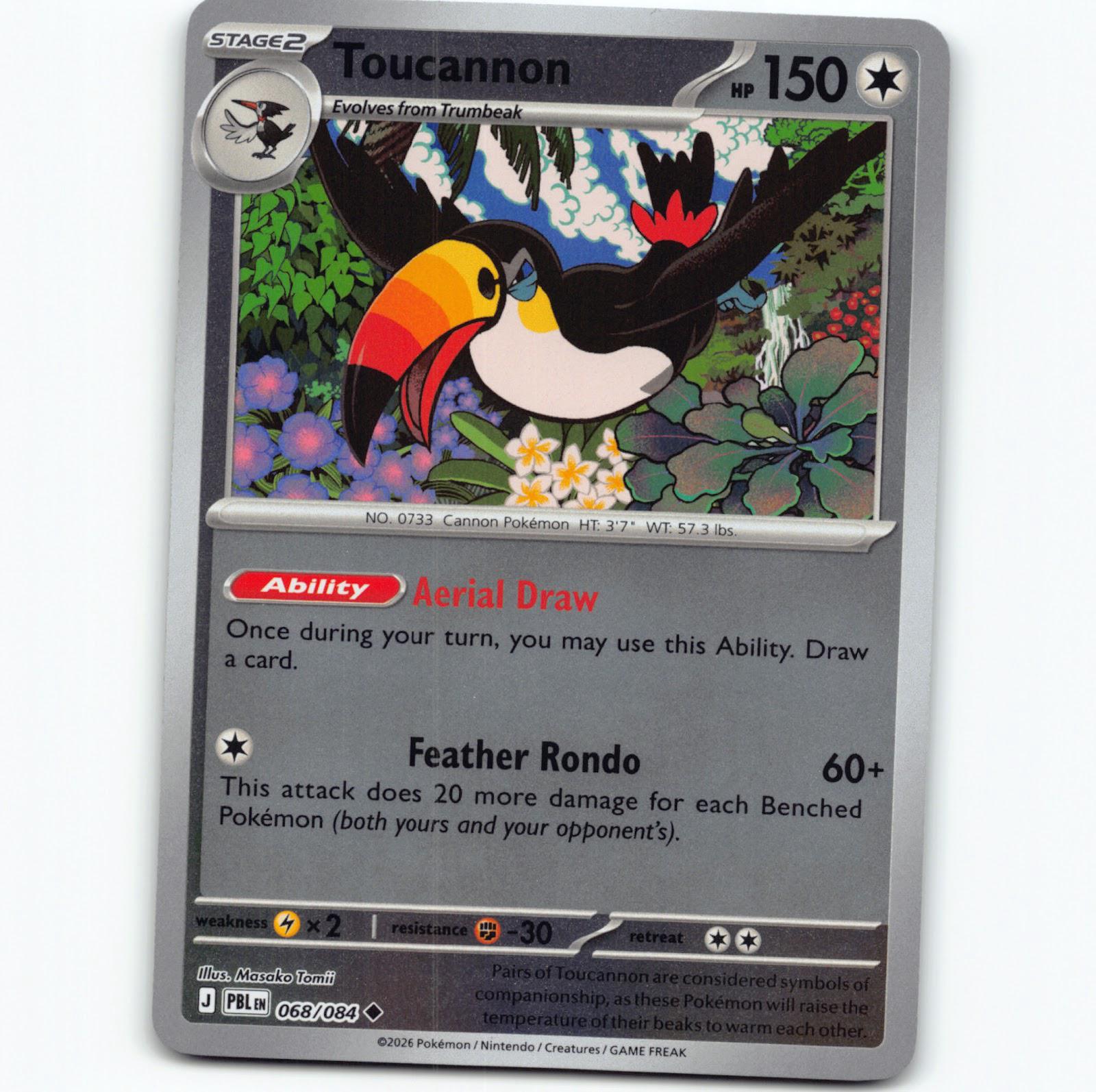 Pokémon Toucannon PBL EN 068/084 Reverse Holo Pokemon Kort Pitch Black Mega Evol