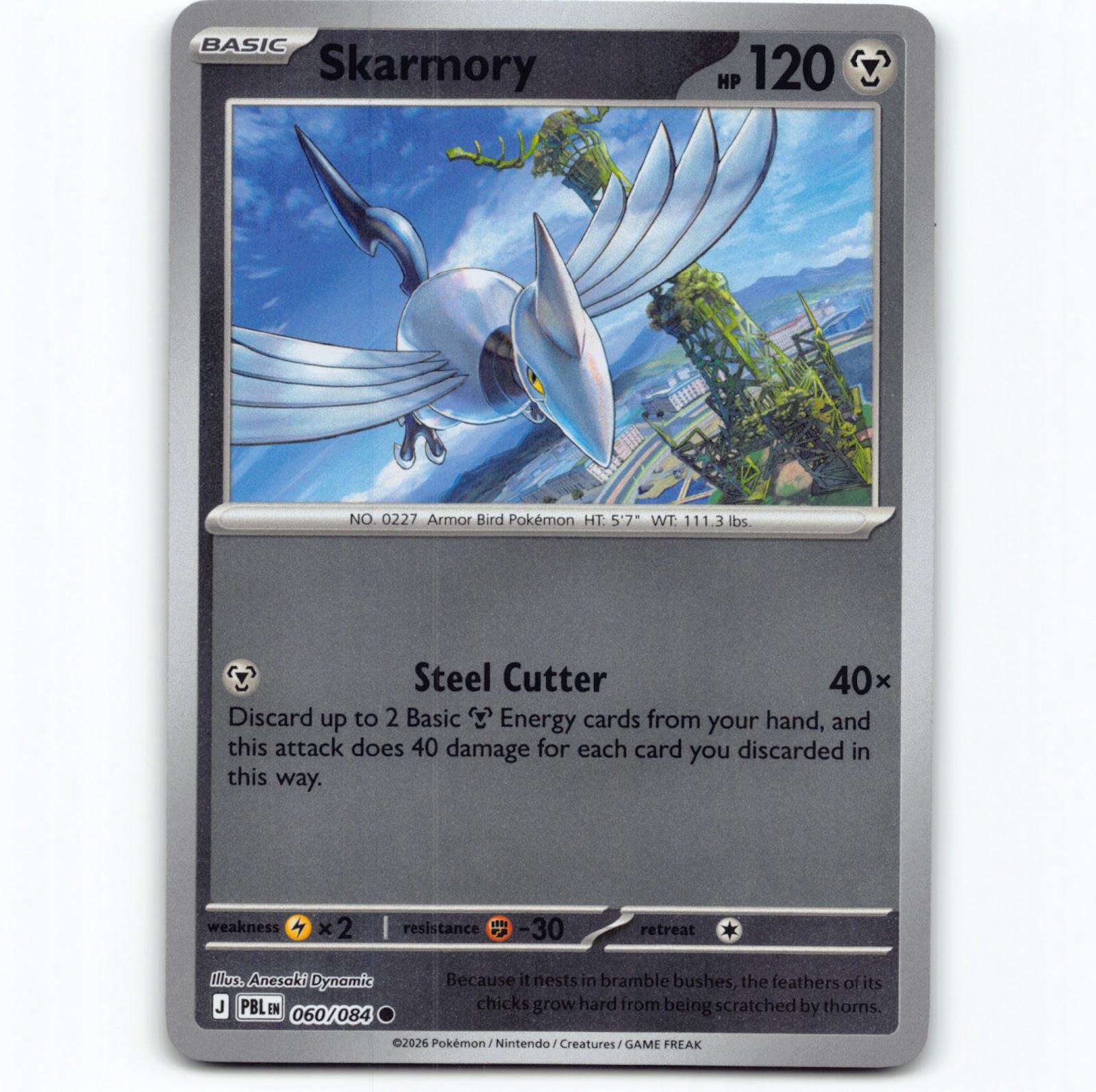 Pokémon Skarmory PBL EN 060/084 Reverse Holo Pokemon Kort Pitch Black Mega Evolu