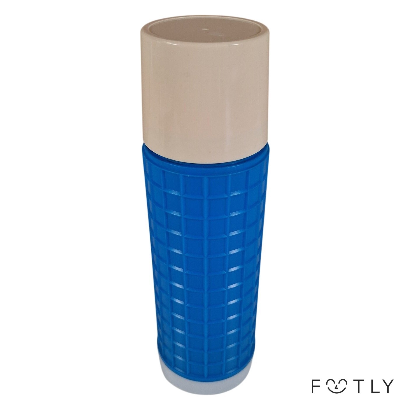 Termosflaska Vintage Blå Vit Plast Glas Isolerad Kanna Retro Termos