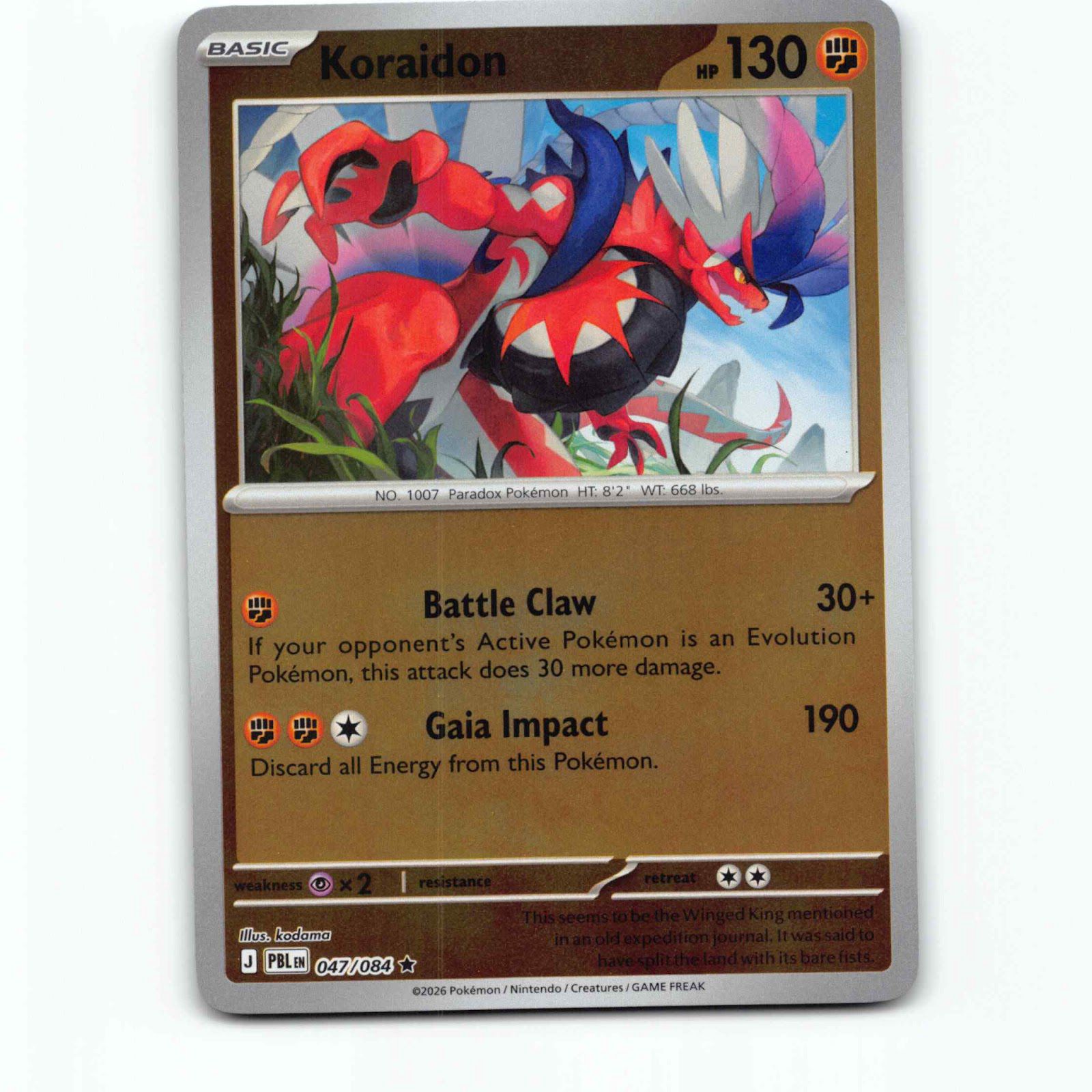 Koraidon 047/084 Pokémon Reverse Holo PBL EN Pitch Black Pokemon Kort Mega Evolu