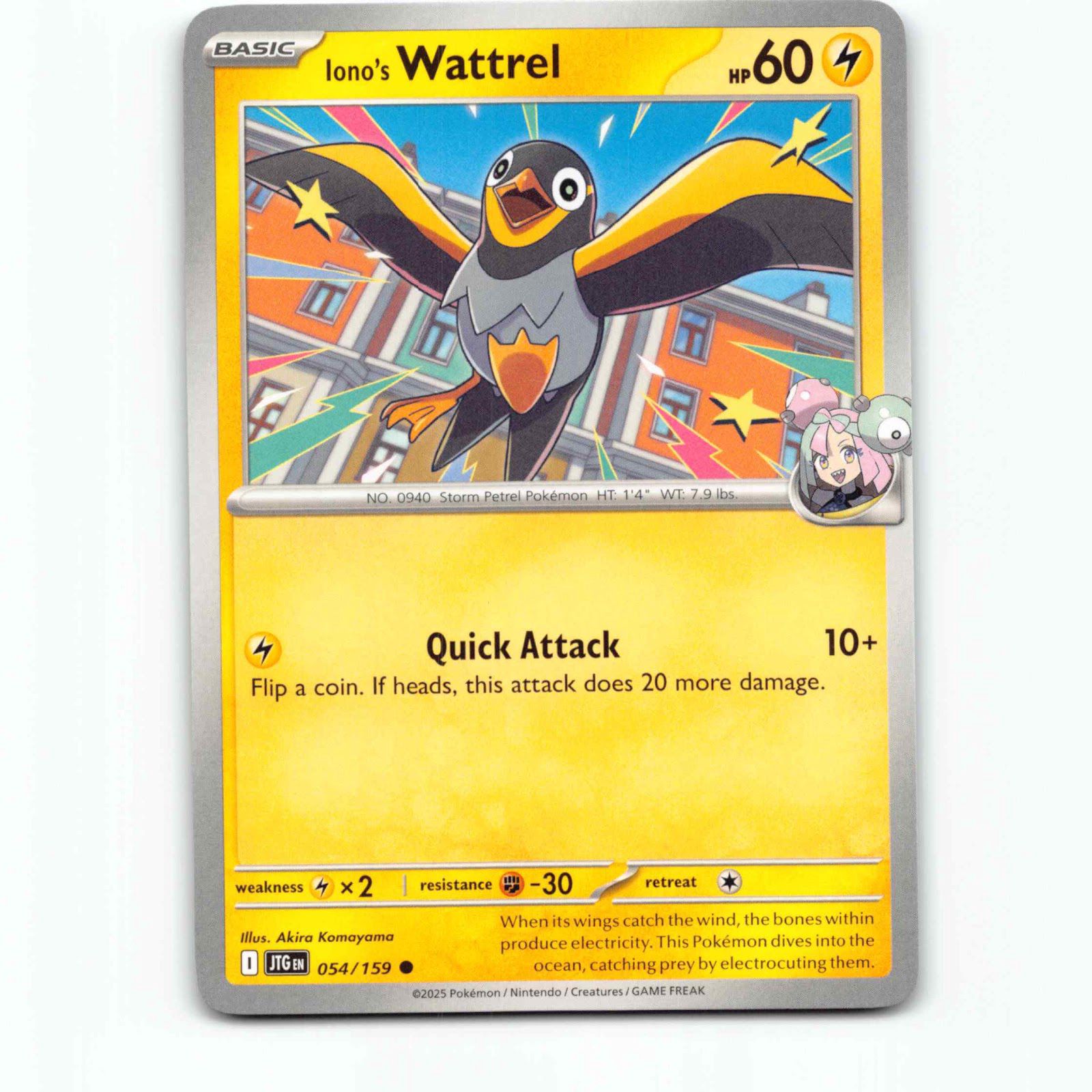 Iono's Wattrel 054/159 Pokémon JTG EN Journey Together Pokemon Kort Scarlet & Vi