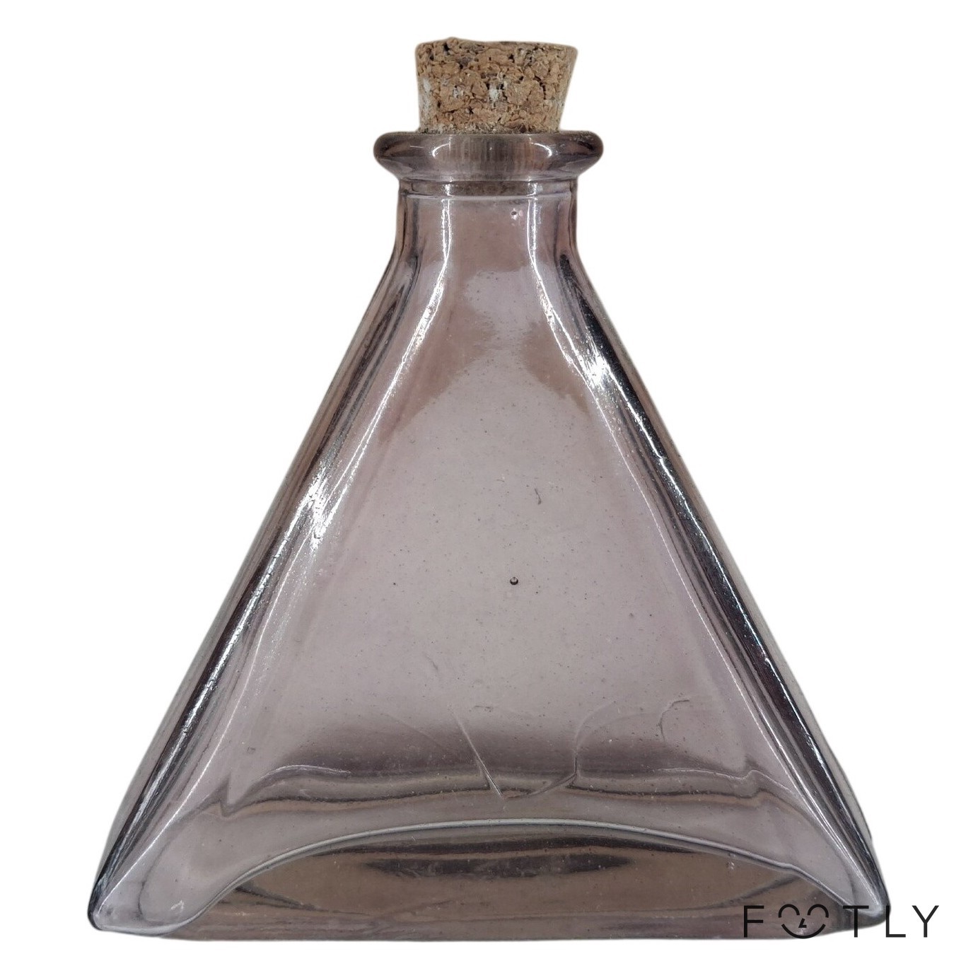 Flaska Triangulär Glas Ljuslila Kork Retro Vas Dekorativ Flacon Pyramidformad