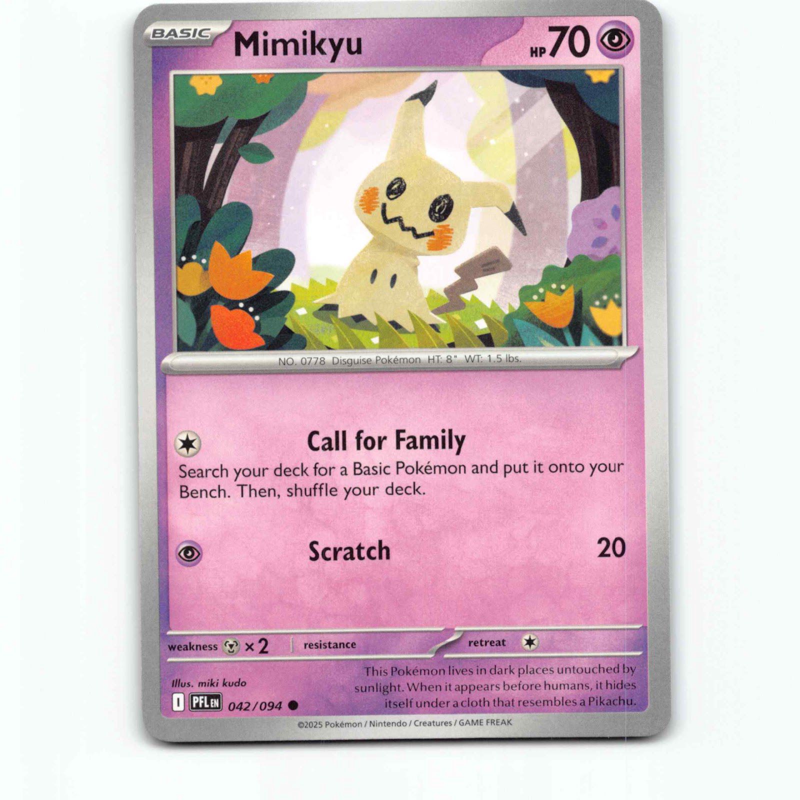 Mimikyu 042/094 Pokémon PFL EN Phantasmal Flames Pokemon Kort Mega Evolution