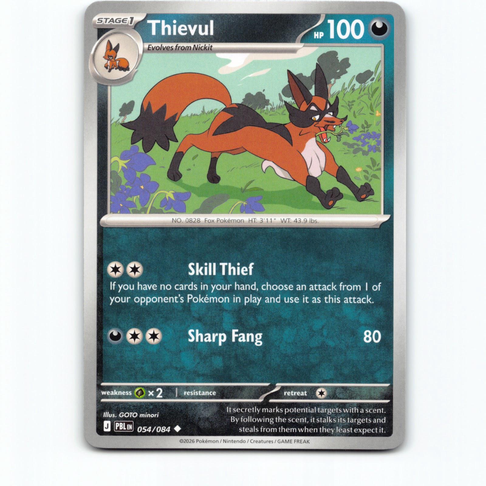Thievul 054/084 Pokémon PBL EN Pitch Black Pokemon Kort Mega Evolution