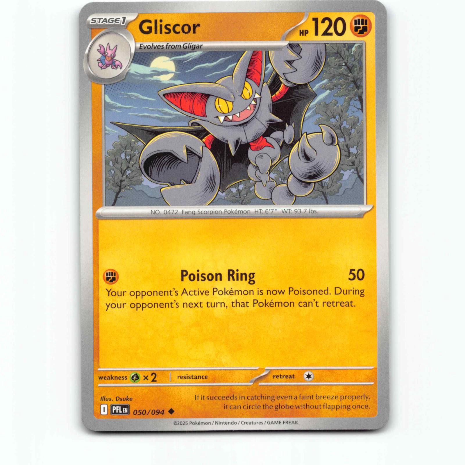 Gliscor 050/094 Pokémon PFL EN Phantasmal Flames Pokemon Kort Mega Evolution