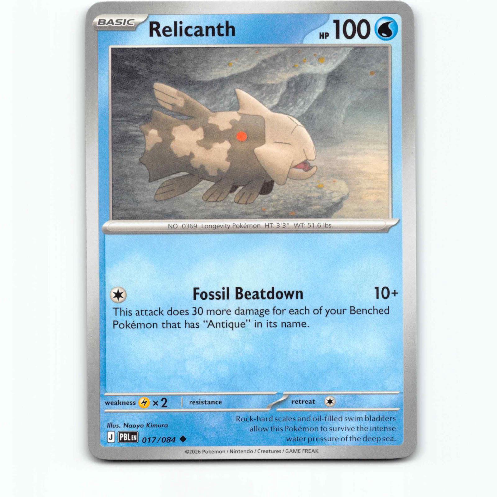 Relicanth 017/084 Pokémon PBL EN Pitch Black Pokemon Kort Mega Evolution