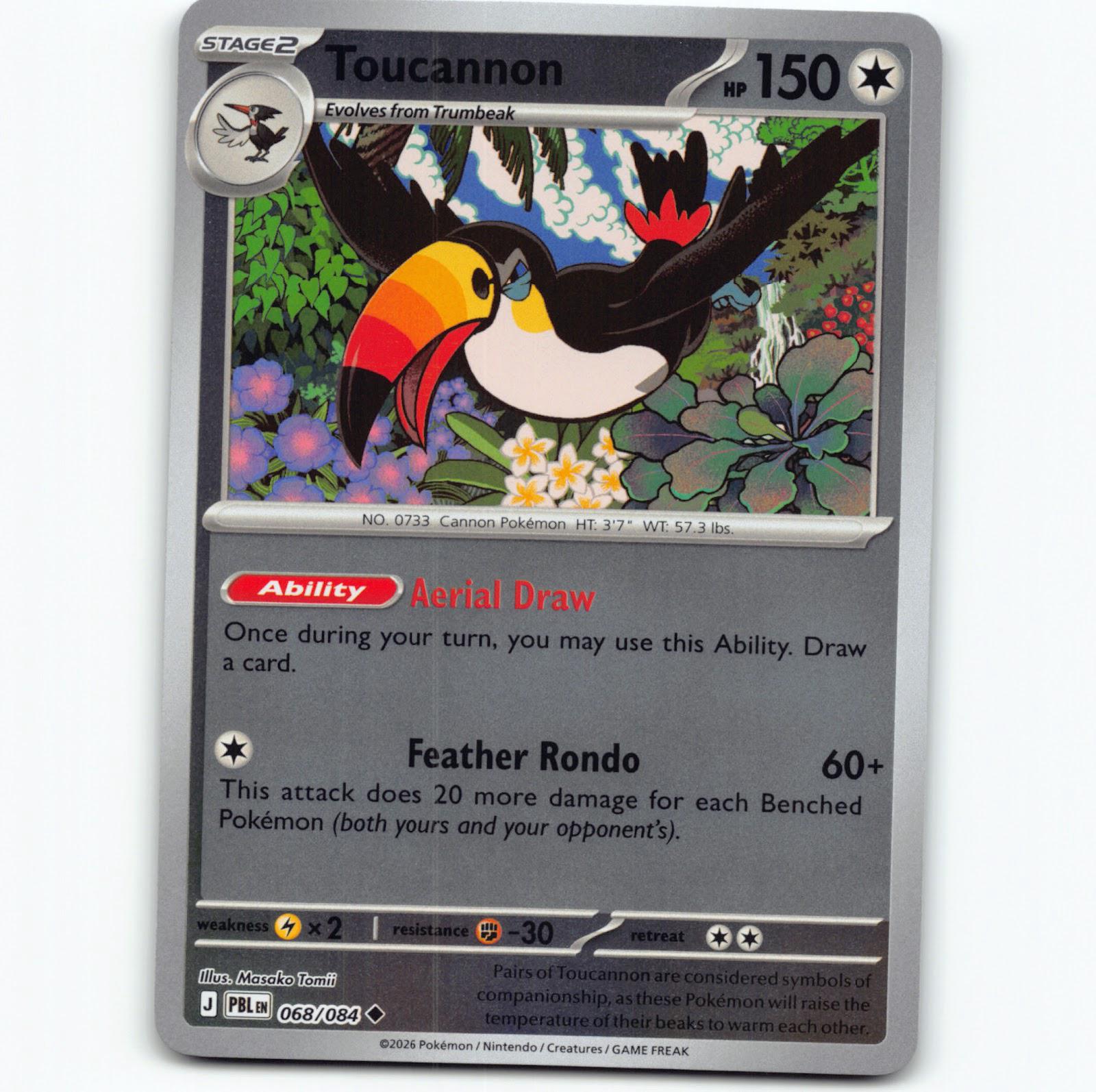 Pokémon Toucannon PBL EN 068/084 Reverse Holo Pokemon Kort Pitch Black Mega Evol