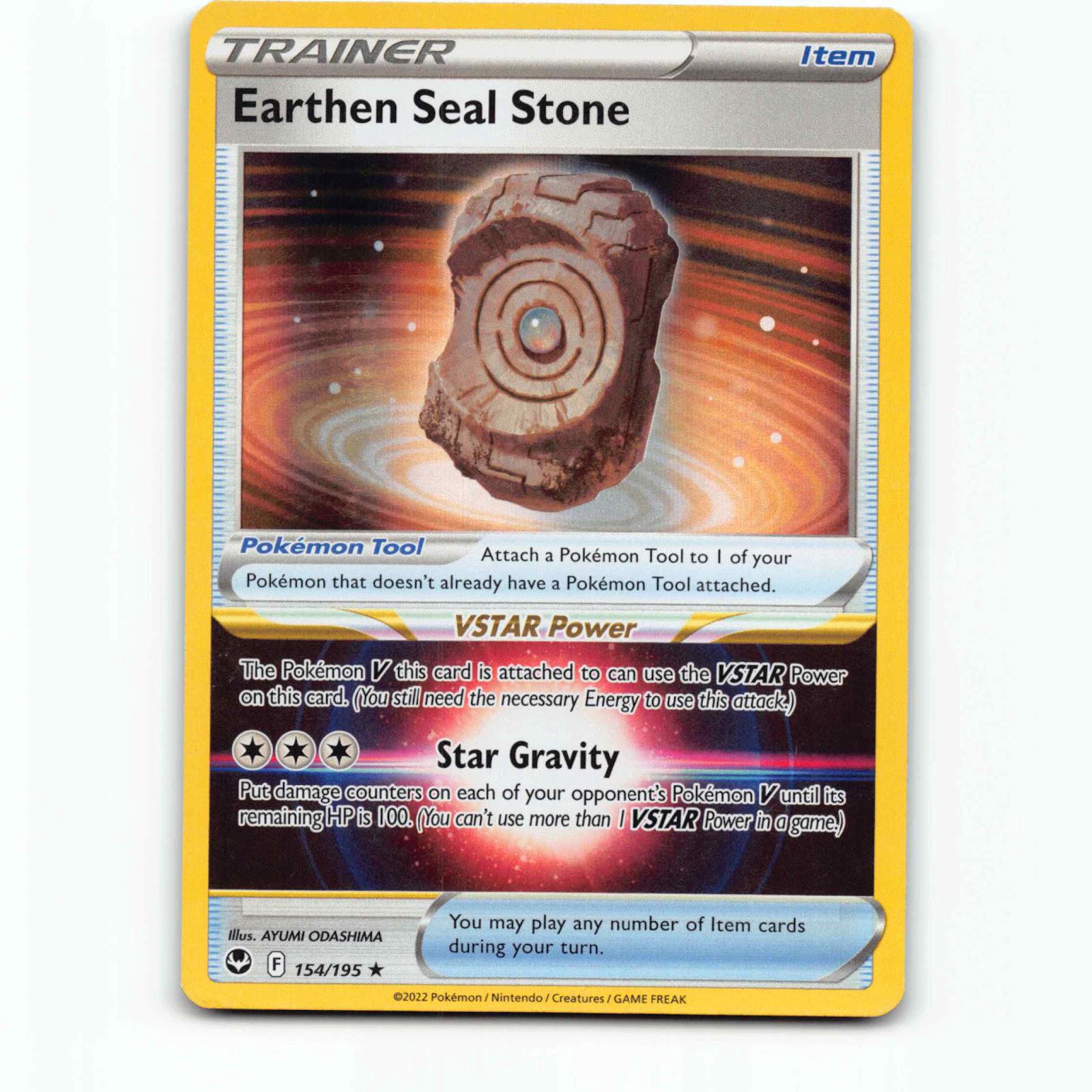 Earthen Seal Stone 154 Reverse Holo Pokémon SIT EN 154/195 Silver Tempest