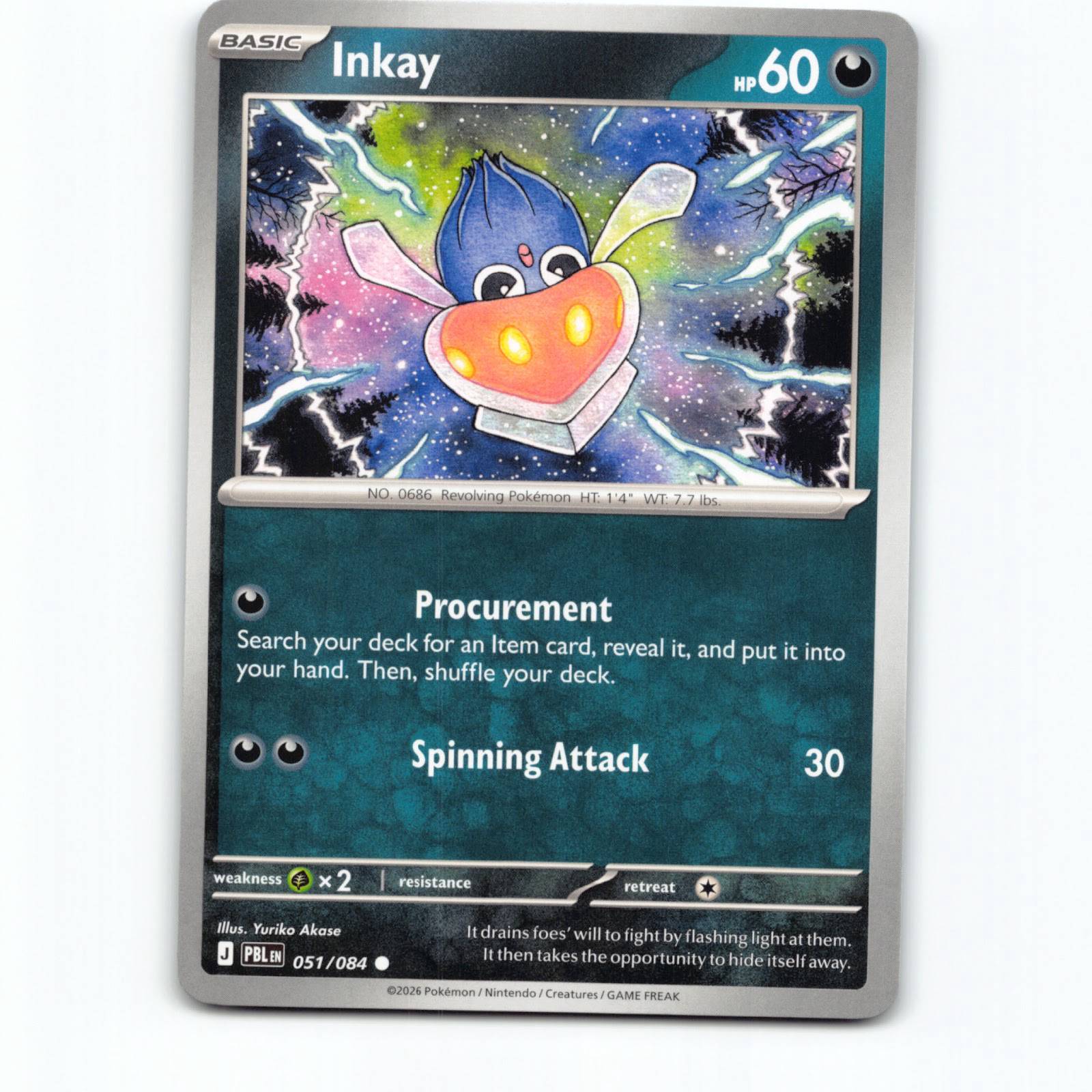 Pokémon Inkay PBL EN 051/084 Pokemon Kort Pitch Black Mega Evolution
