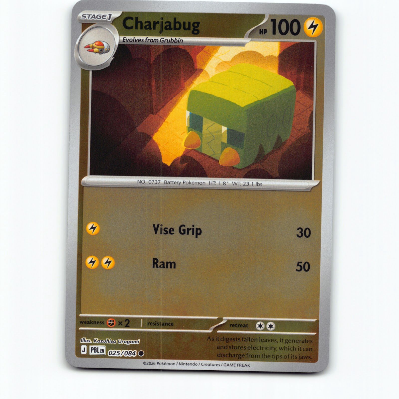 Charjabug 025/084 Pokémon Reverse Holo PBL EN Pitch Black Pokemon Kort Mega Evol
