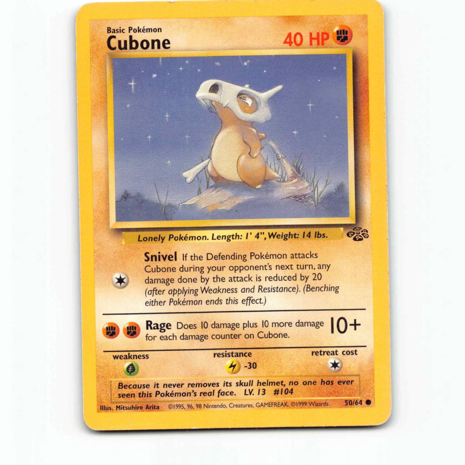 Cubone 50 Pokémon JU EN 50/64 Jungle Pokemon Kort Wizards of The Coast