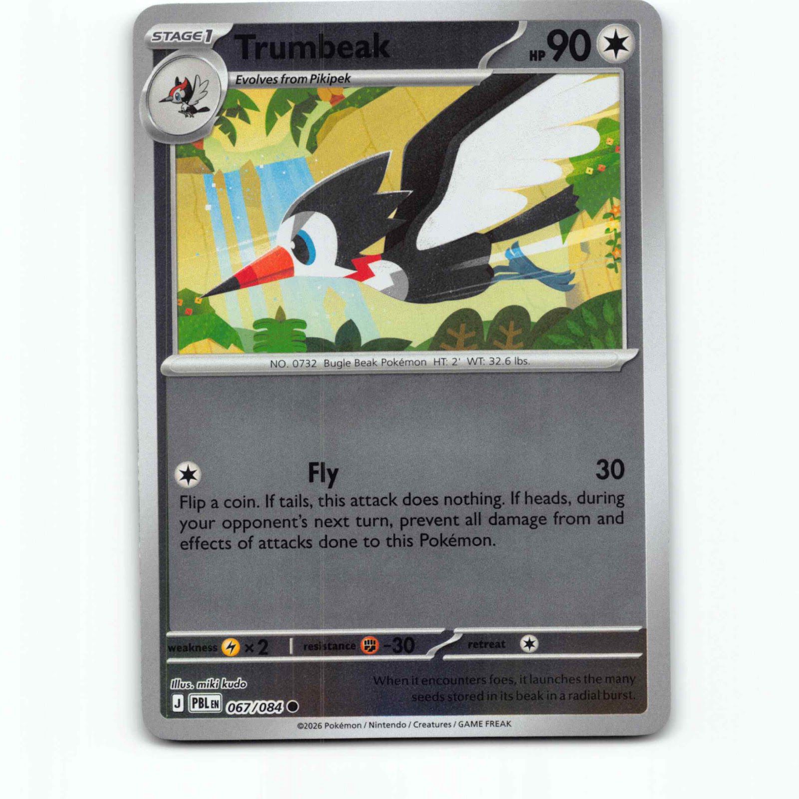 Trumbeak 067/084 Pokémon Reverse Holo PBL EN Pitch Black Pokemon Kort Mega Evolu