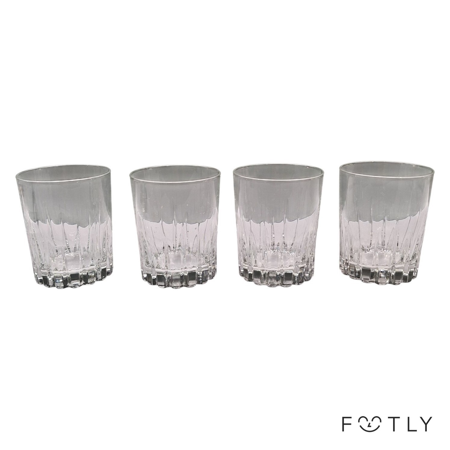 4 st Glas Tumbler Vattenglas Klarglas Räfflad Botten Dricksglas Retro