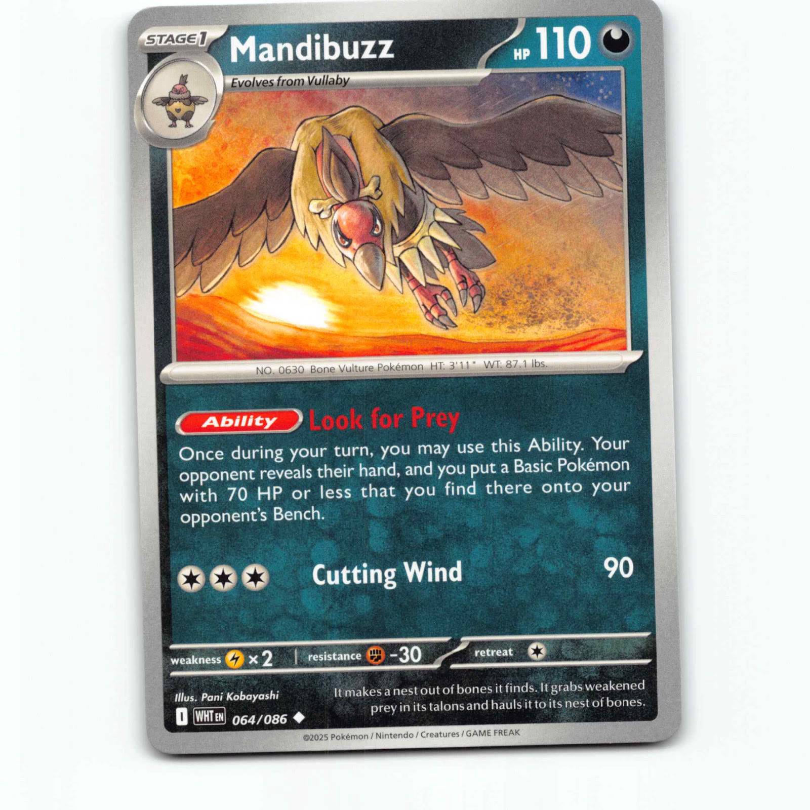 Mandibuzz 064/086 Pokémon WHT EN White Flare Pokemon Kort Scarlet & Violet