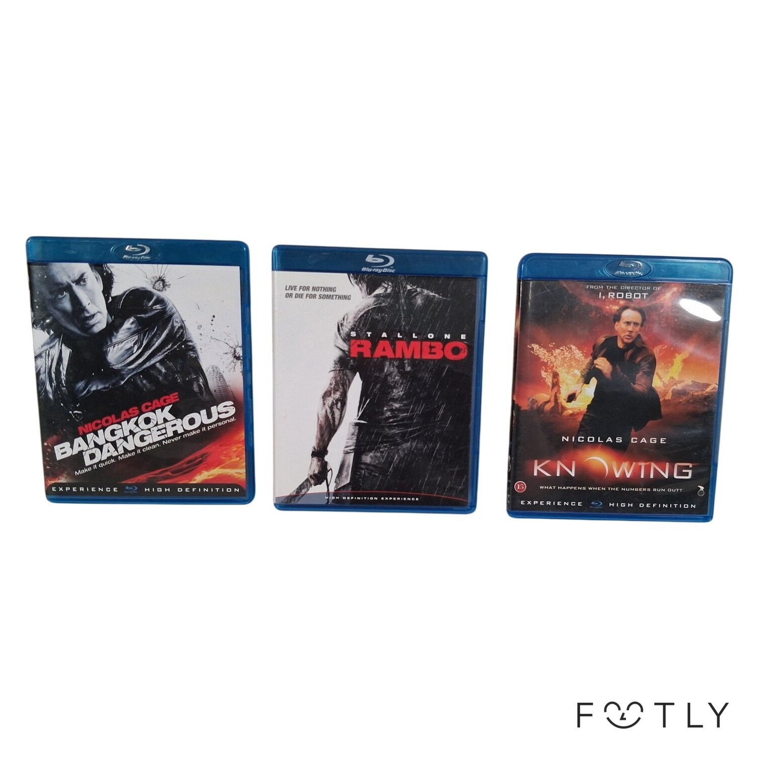 3 st Blu-ray Actionfilmer Rambo Bangkok Dangerous Knowing