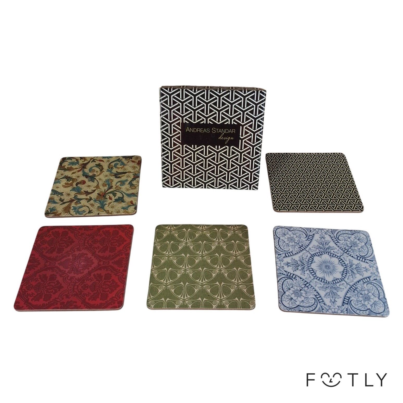 Andreas Standar Design 5 st Glasunderlägg Mönstrade Kork Coasters Retro