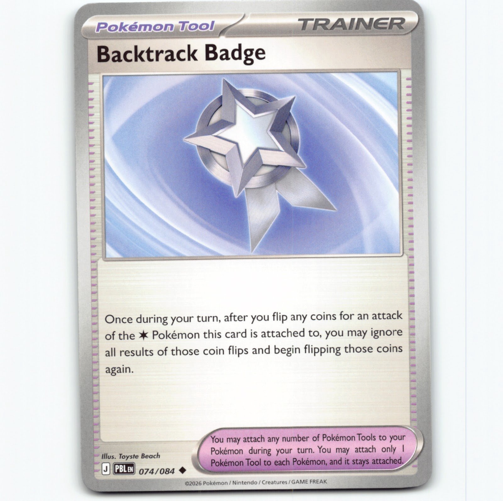 Pokémon Backtrack Badge PBL EN 074/084 Pokemon Kort Pitch Black Mega Evolution