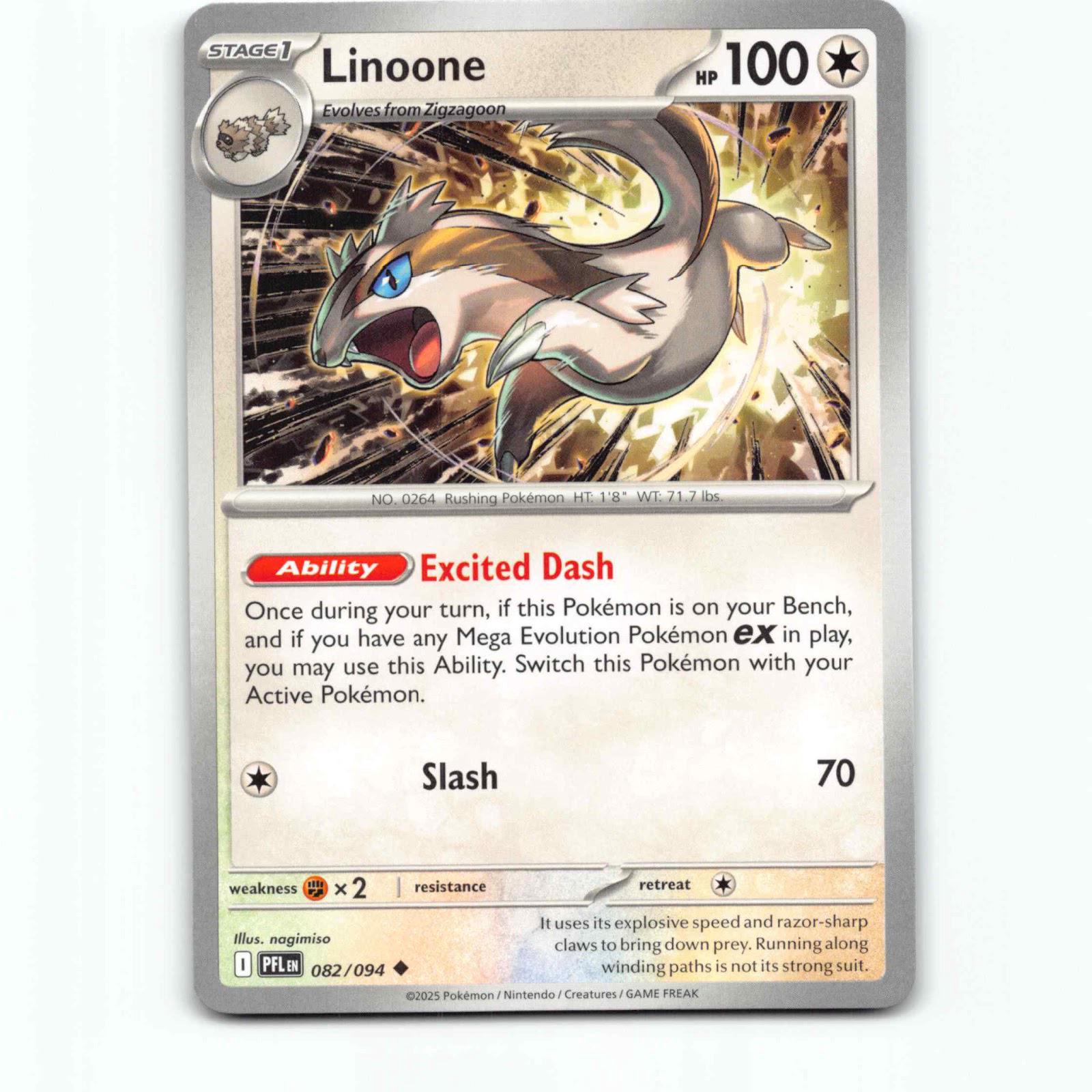 Linoone 082/094 Pokémon PFL EN Phantasmal Flames Pokemon Kort Mega Evolution