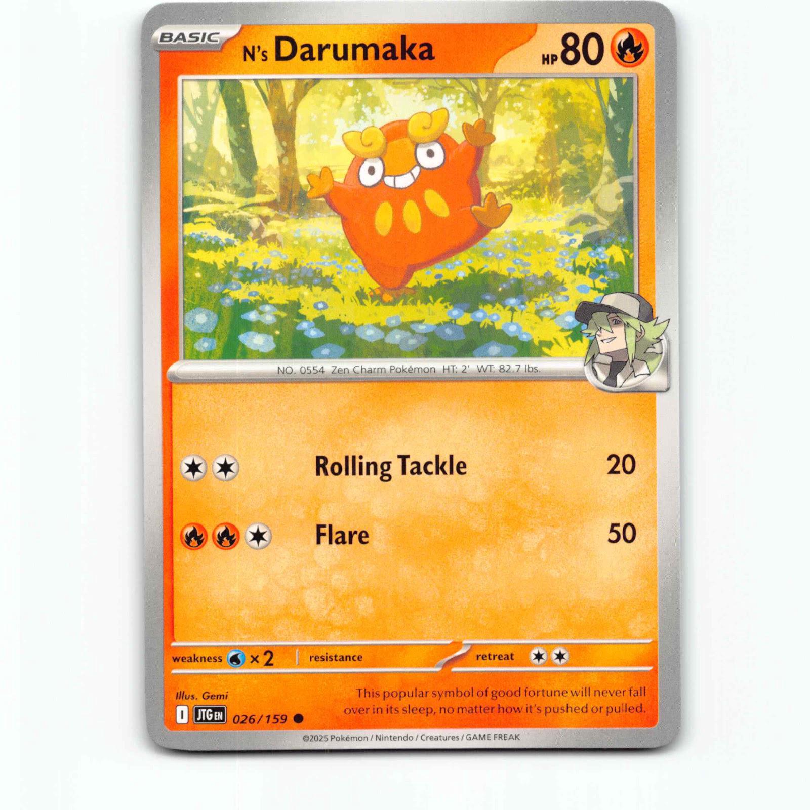 N's Darumaka 026/159 Pokémon JTG EN Journey Together Pokemon Kort Scarlet & Viol