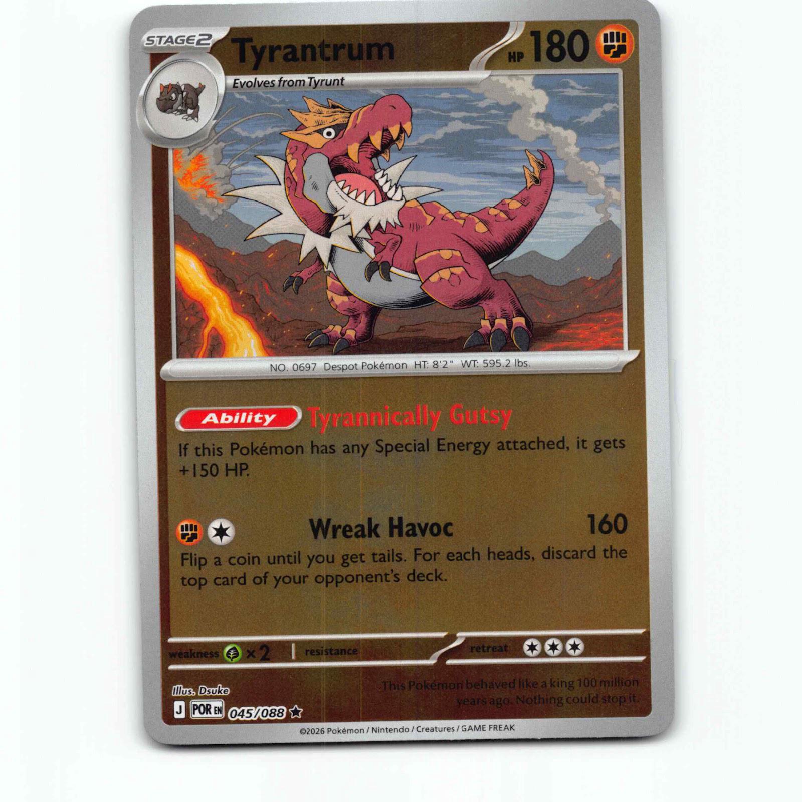 Tyrantrum 45 Reverse Holo Pokémon POR EN 045/088 Perfect Order Pokemon Kort