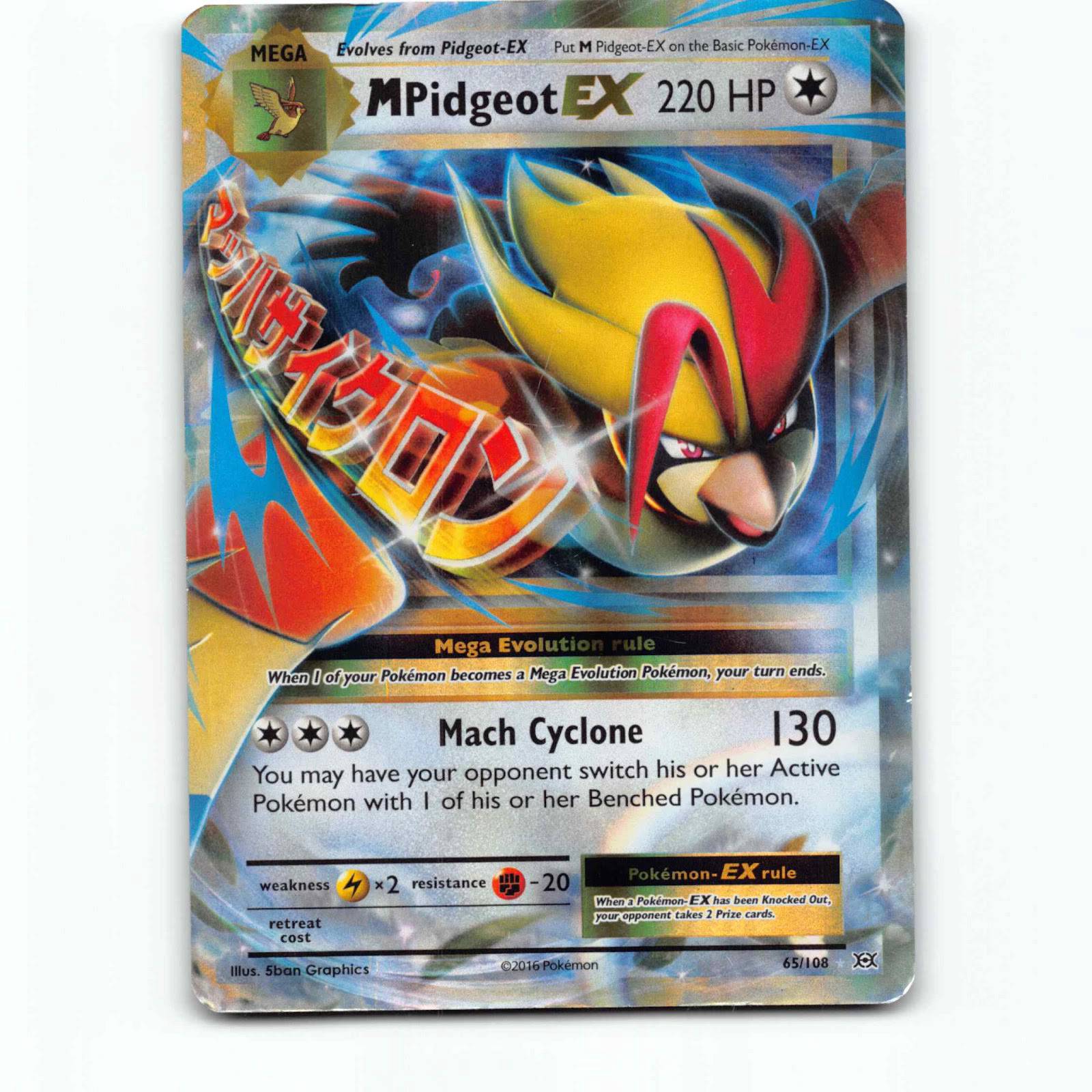 M Pidgeot EX 65 Rare Pokémon EVO EN 65/108 Evolutions Pokemon Kort XY-Era