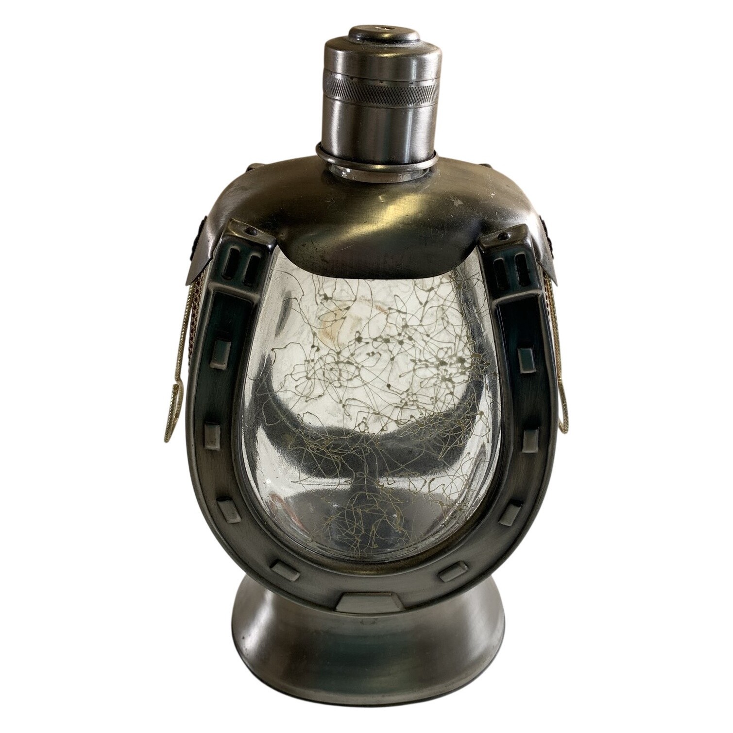 Karaff med Speldosa Helan Går Hästsko Glas Metall Vintage Retro Flaska