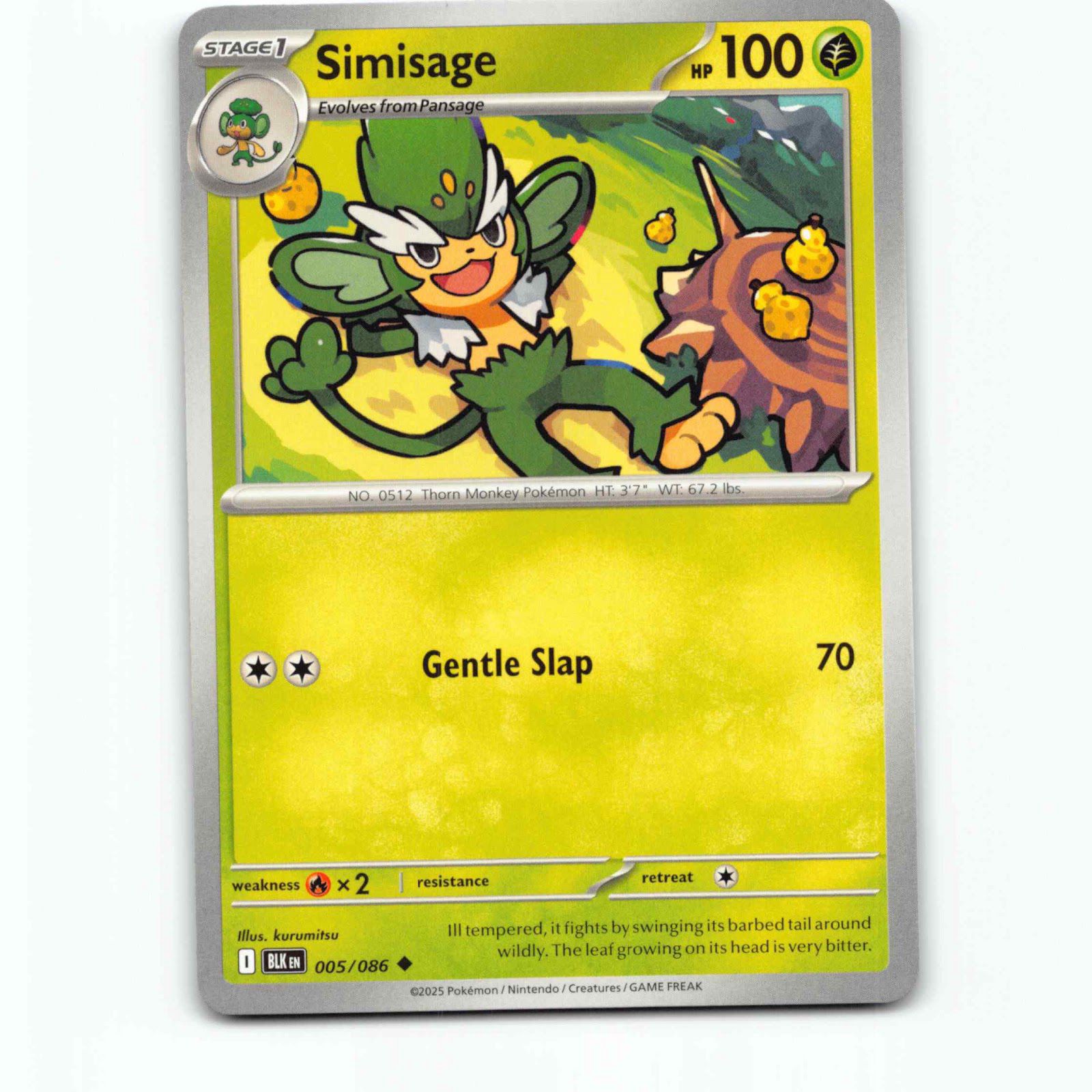 Simisage 005/086 Pokémon BLK EN Black Bolt Pokemon Kort Scarlet & Violet