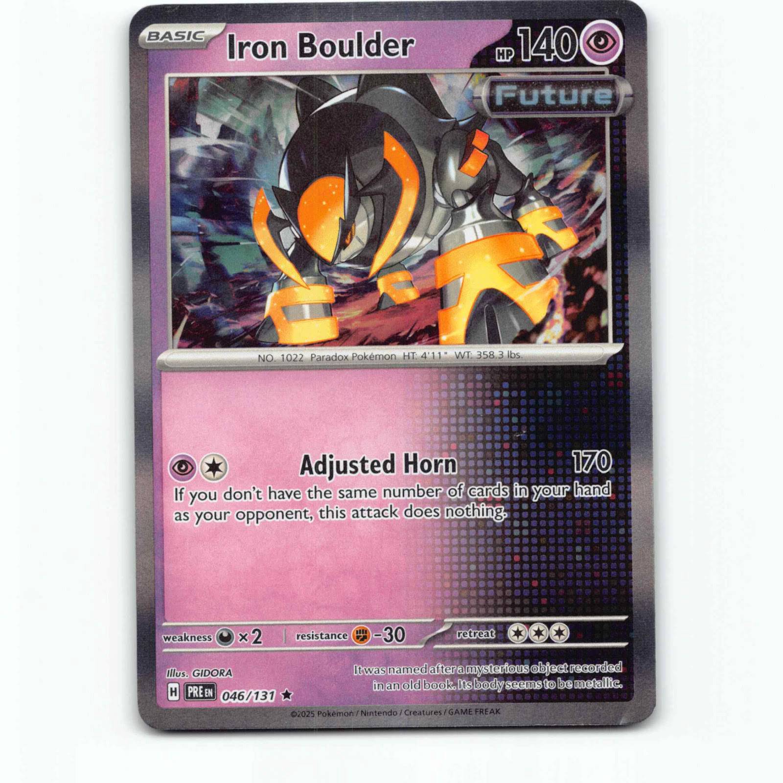 Iron Boulder 046/131 Pokémon Holo PRE EN Prismatic Evolutions Pokemon Kort Scarl