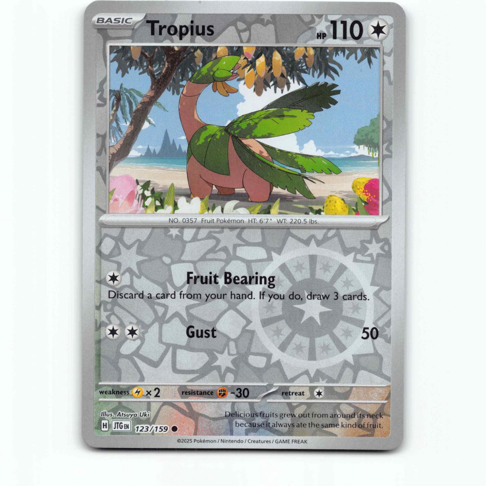 Tropius 123/159 Pokémon Reverse Holo JTG EN Journey Together Pokemon Kort Scarle