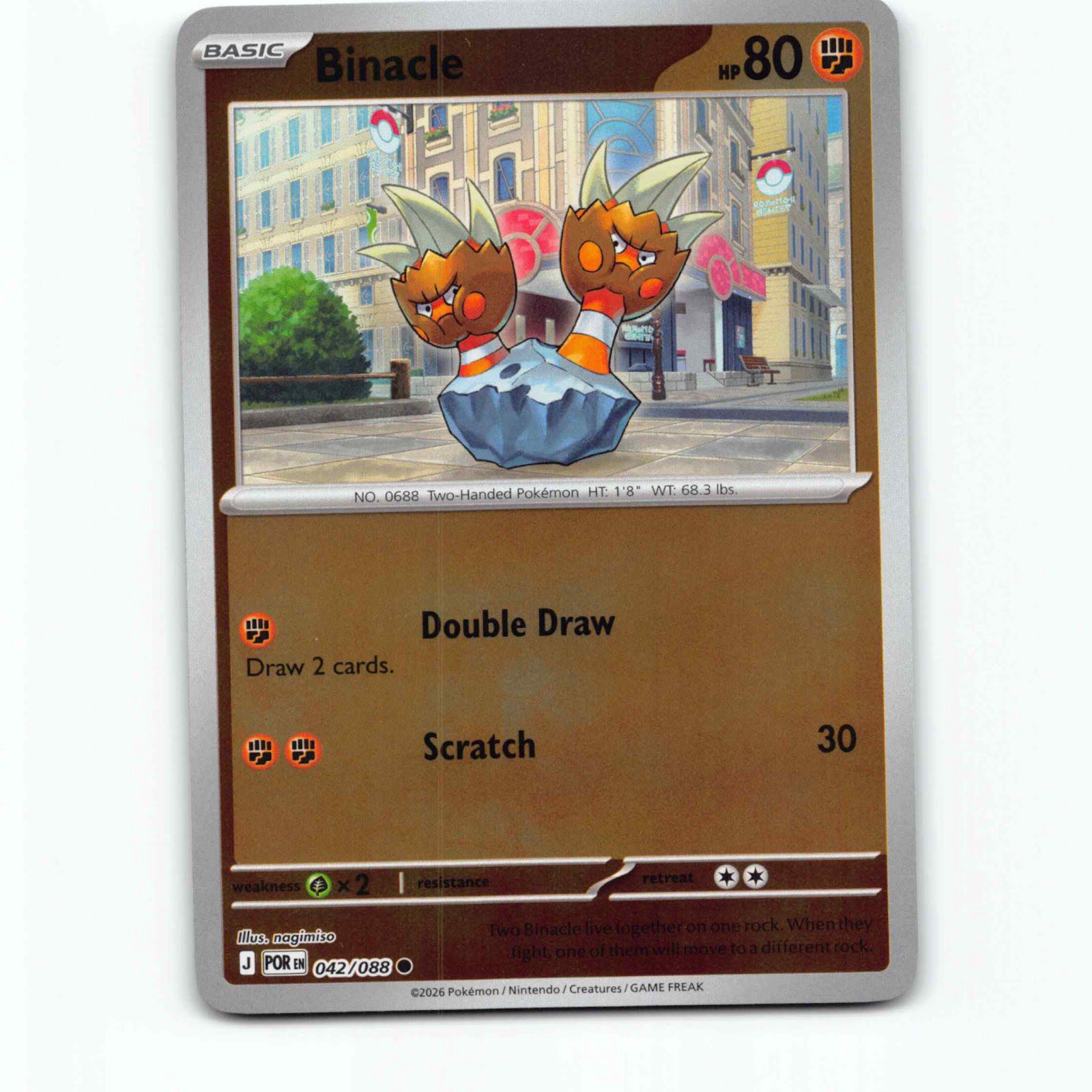 Binacle 042/088 Pokémon Reverse Holo POR EN Perfect Order Pokemon Kort Mega Evol