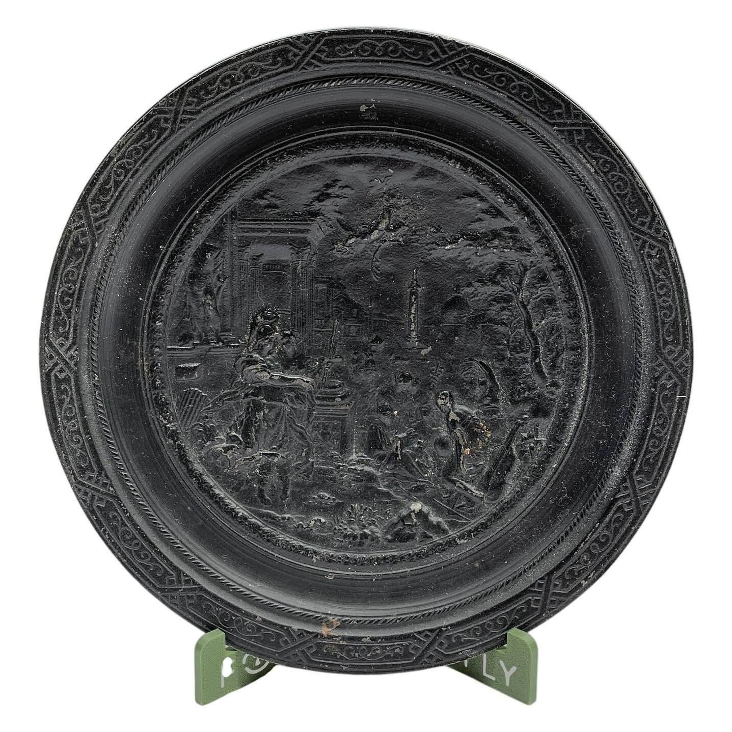 Väggtallrik Gjutjärn Vintage Svart Metall Reliefmotiv Samlartallrik Fat Klassisk