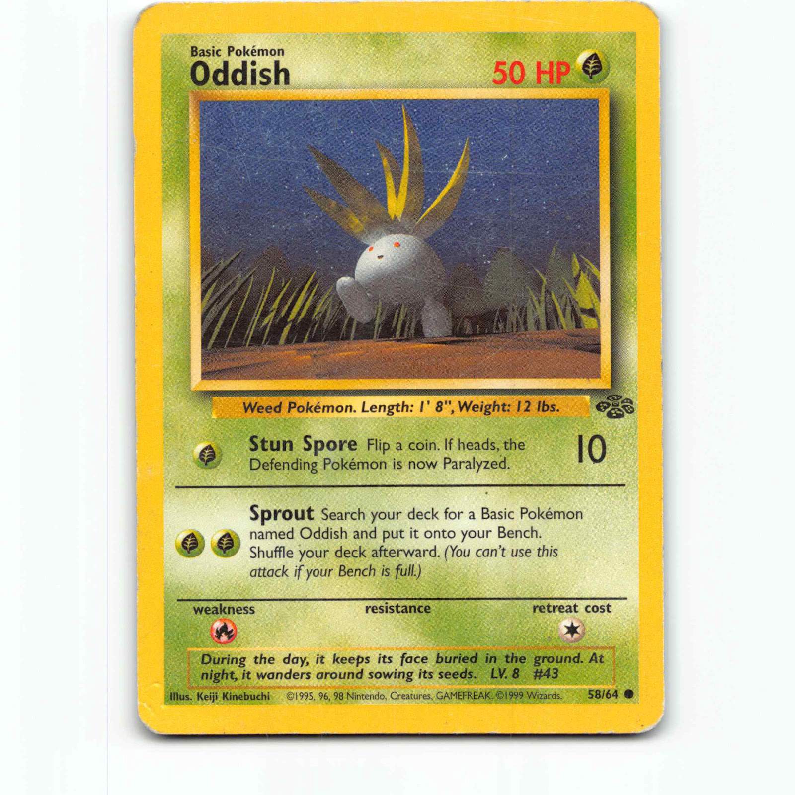 Oddish 58 Pokémon JU EN 58/64 Jungle Pokemon Kort Wizards of The Coast