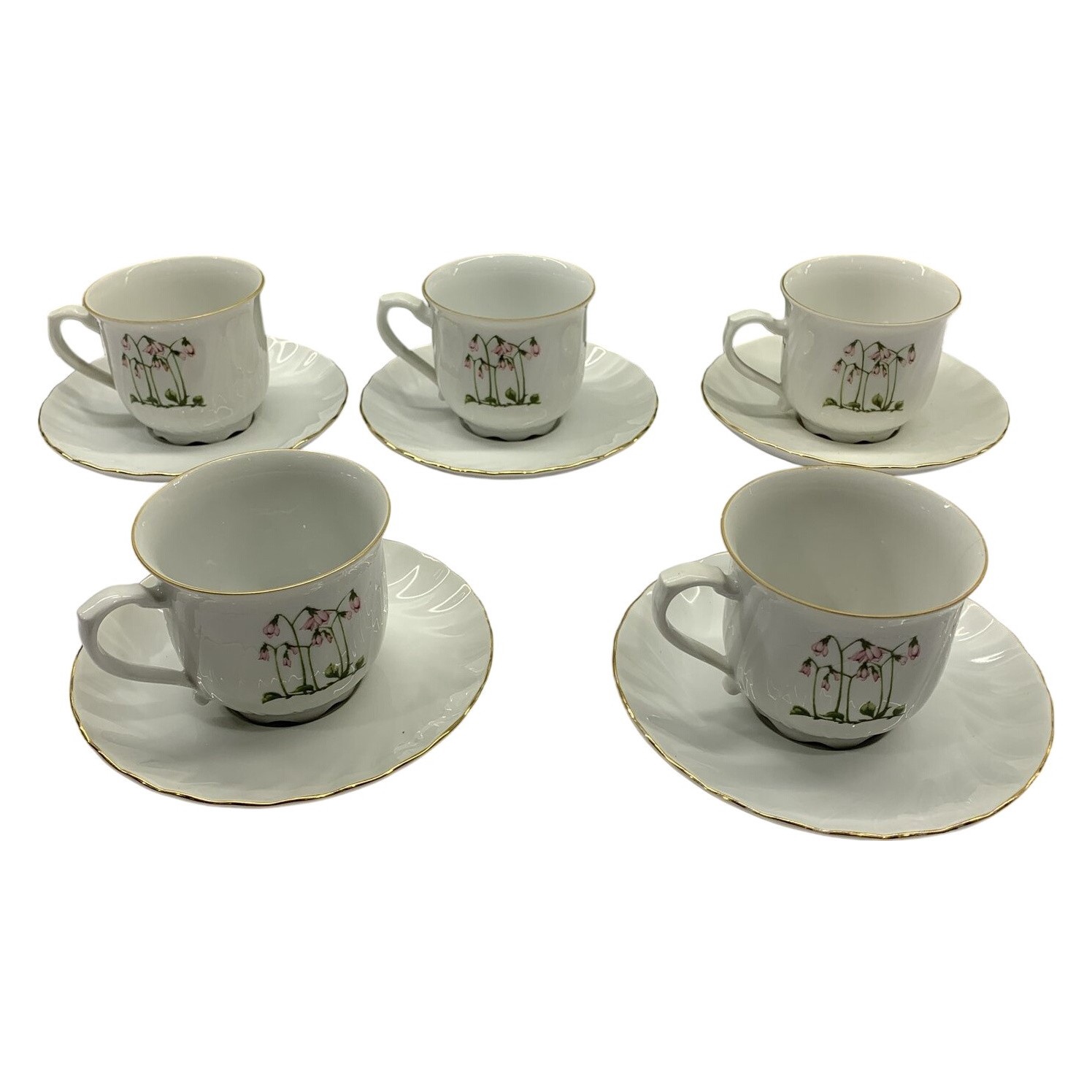 Seltmann Weiden Regina 5 st Kaffekoppar Fat Porslin Blommor Guld Mugg Bavaria