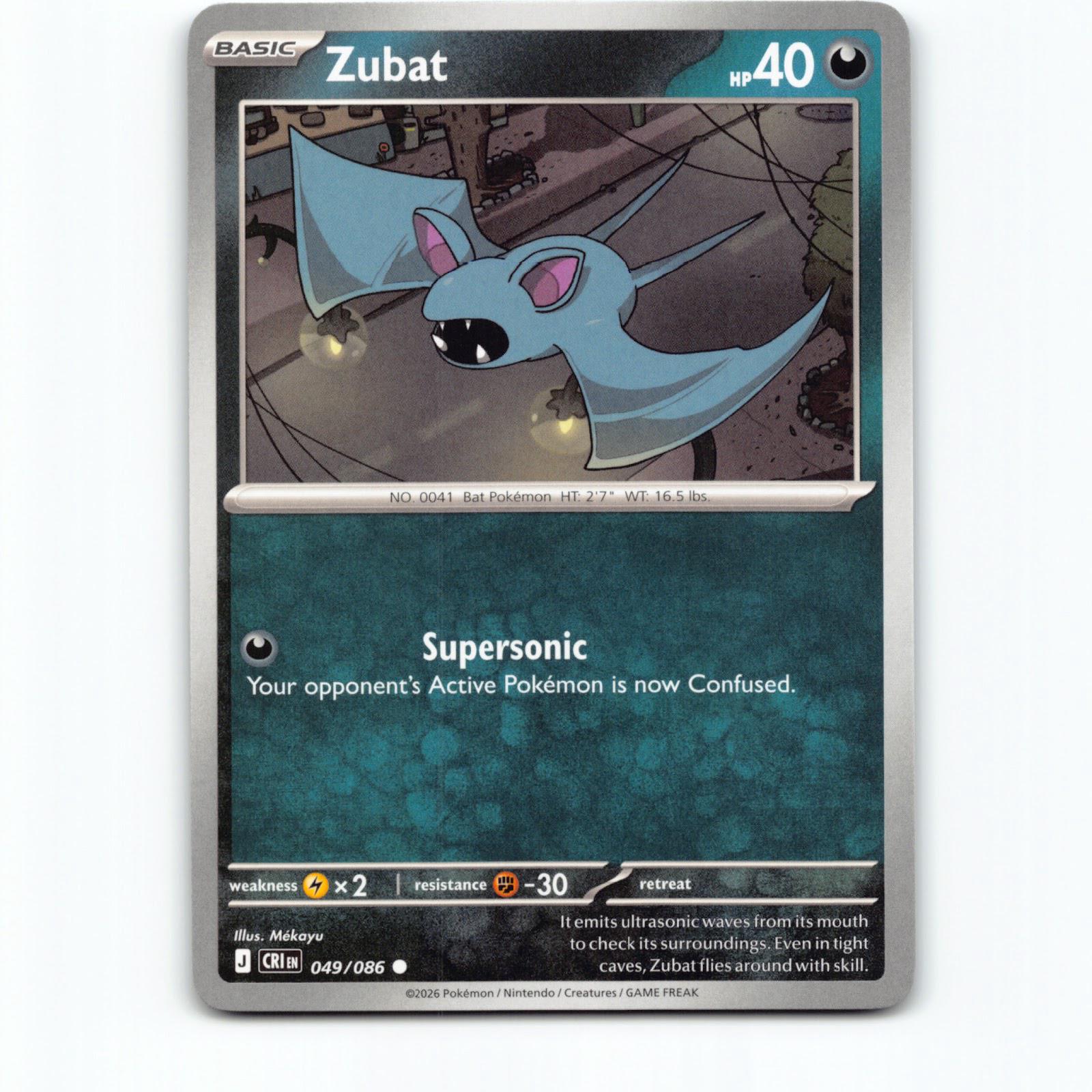 Zubat 049/086 Pokémon CRI EN Chaos Rising Pokemon Kort Mega Evolution