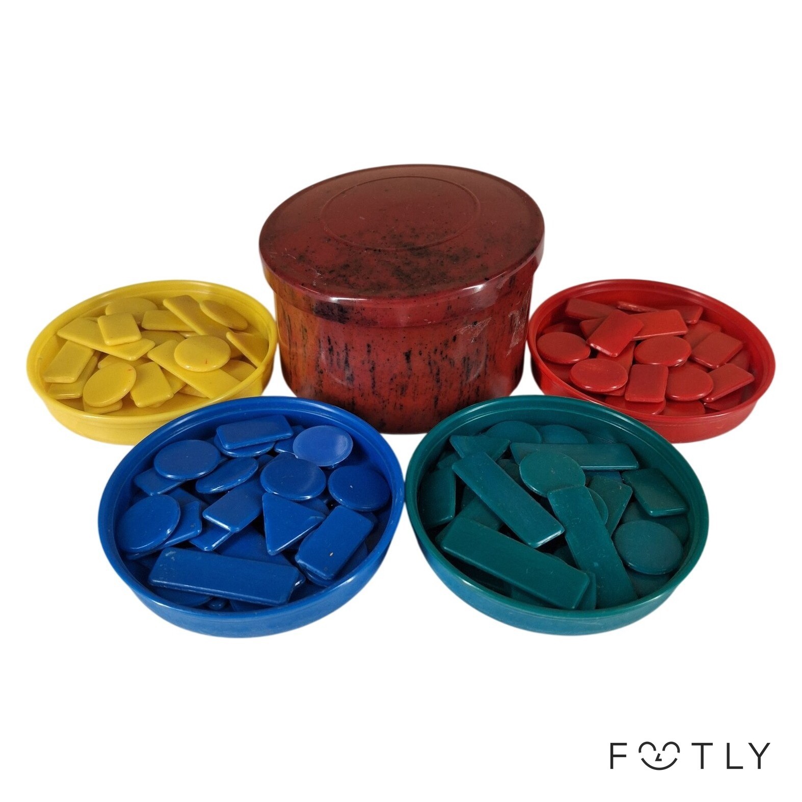 Ask Med Plastmarker Spelpjäser Räknebricka Färgade Geometri Spel Leksak