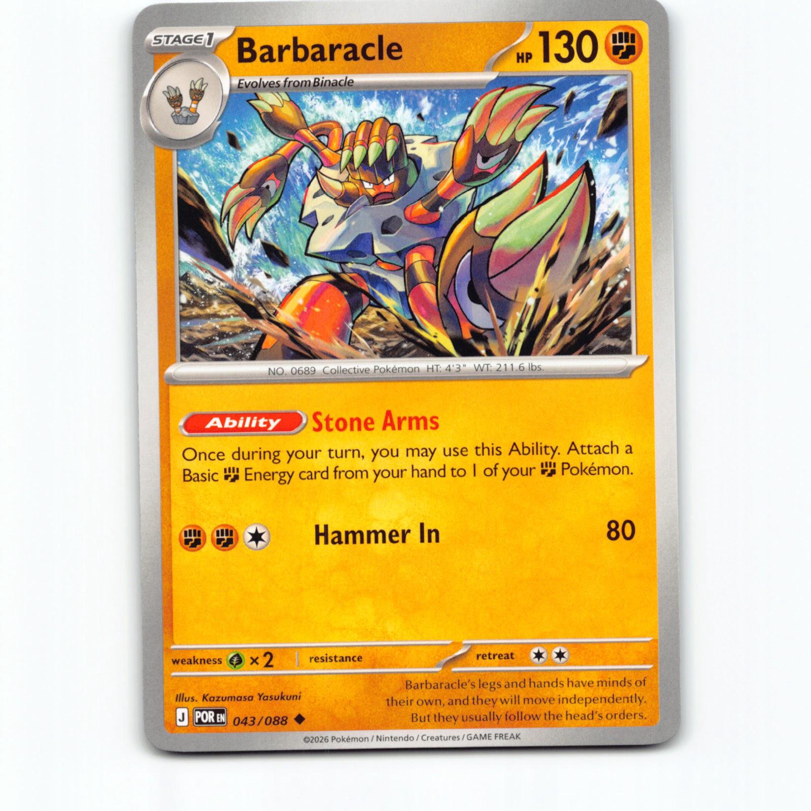 Pokémon Barbaracle POR EN 043/088 Pokemon Kort Perfect Order Mega Evolution
