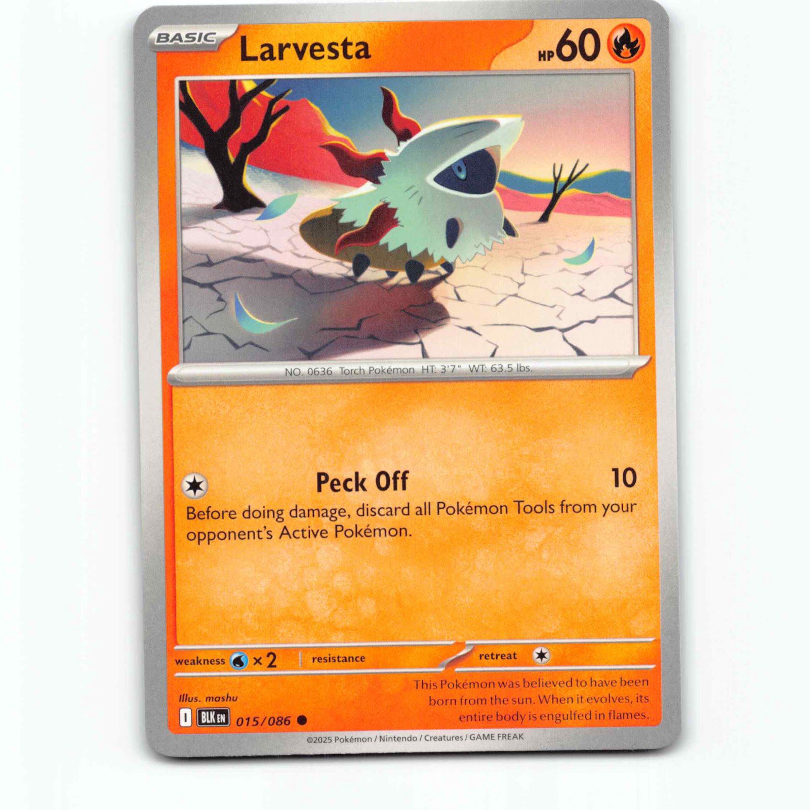 Larvesta 015/086 Pokémon BLK EN Black Bolt Pokemon Kort Scarlet & Violet