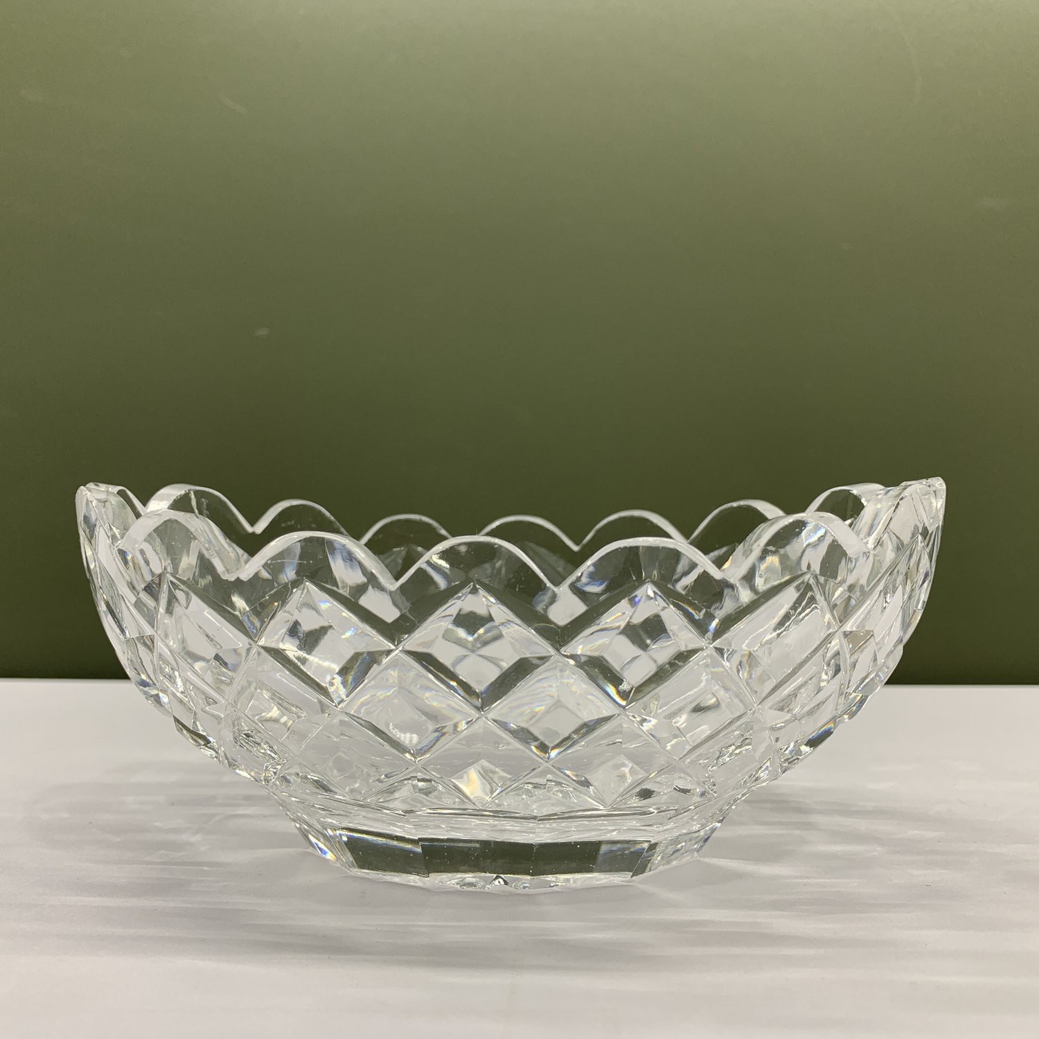Skål Kristall Slipad Glas Klar Skål Fruktskål Dessertskål Elegant Mönster Retro
