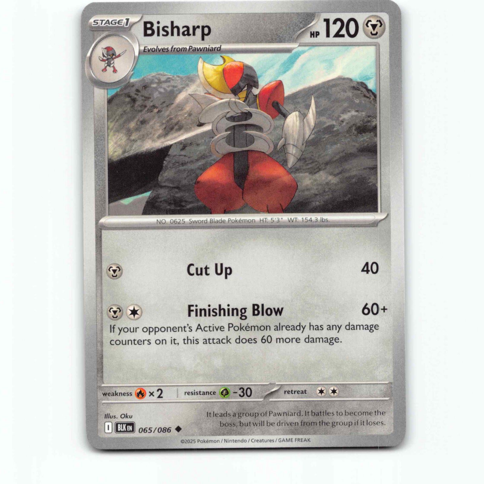 Bisharp 065/086 Pokémon BLK EN Black Bolt Pokemon Kort Scarlet & Violet