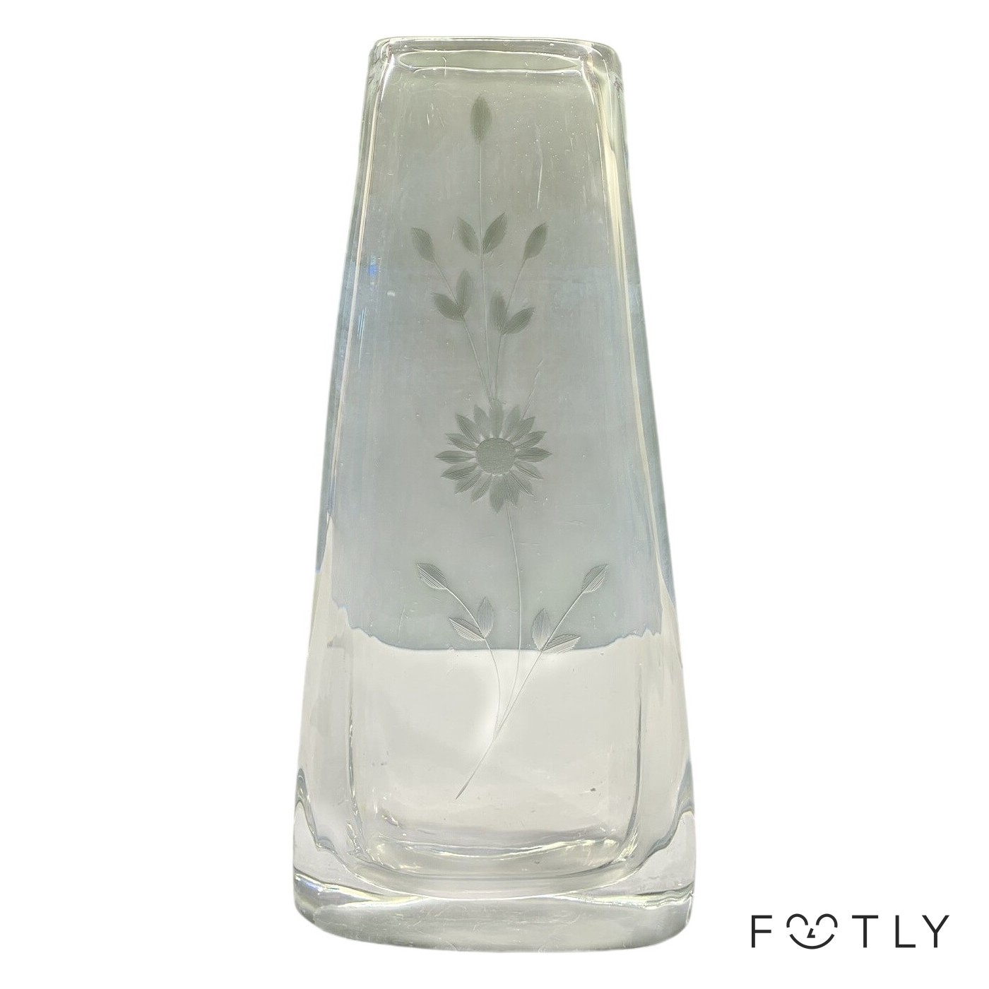 Vas Glas Fyrkantig Slipad Blomgravyr Klar Blomvas Retro Dekorativ Inredning