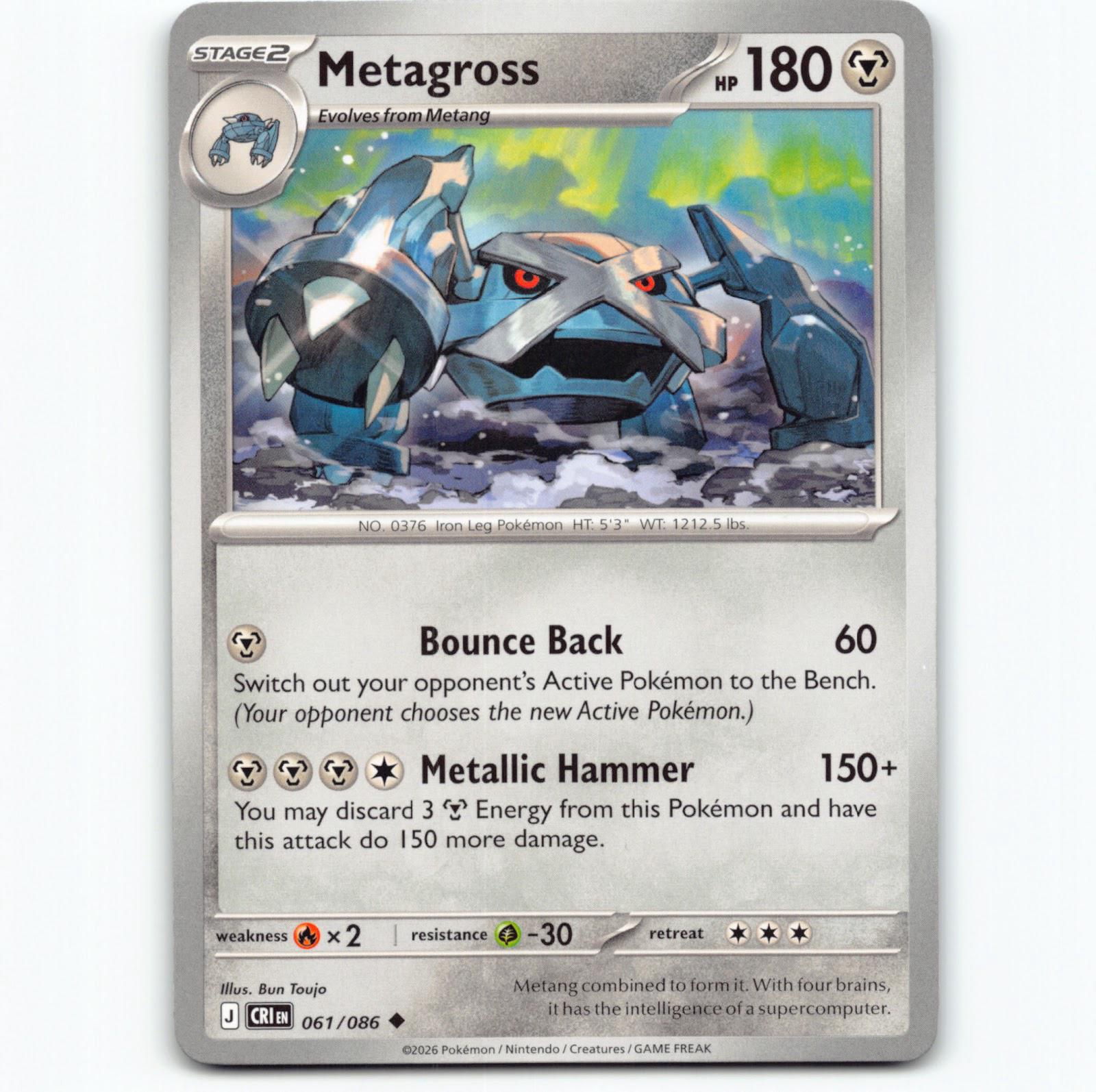 Pokémon Metagross CRI EN 061/086 Pokemon Kort Chaos Rising Mega Evolution