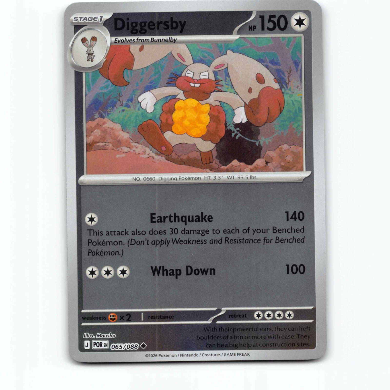 Diggersby 65 Reverse Holo Pokémon POR EN 065/088 Perfect Order Pokemon Kort