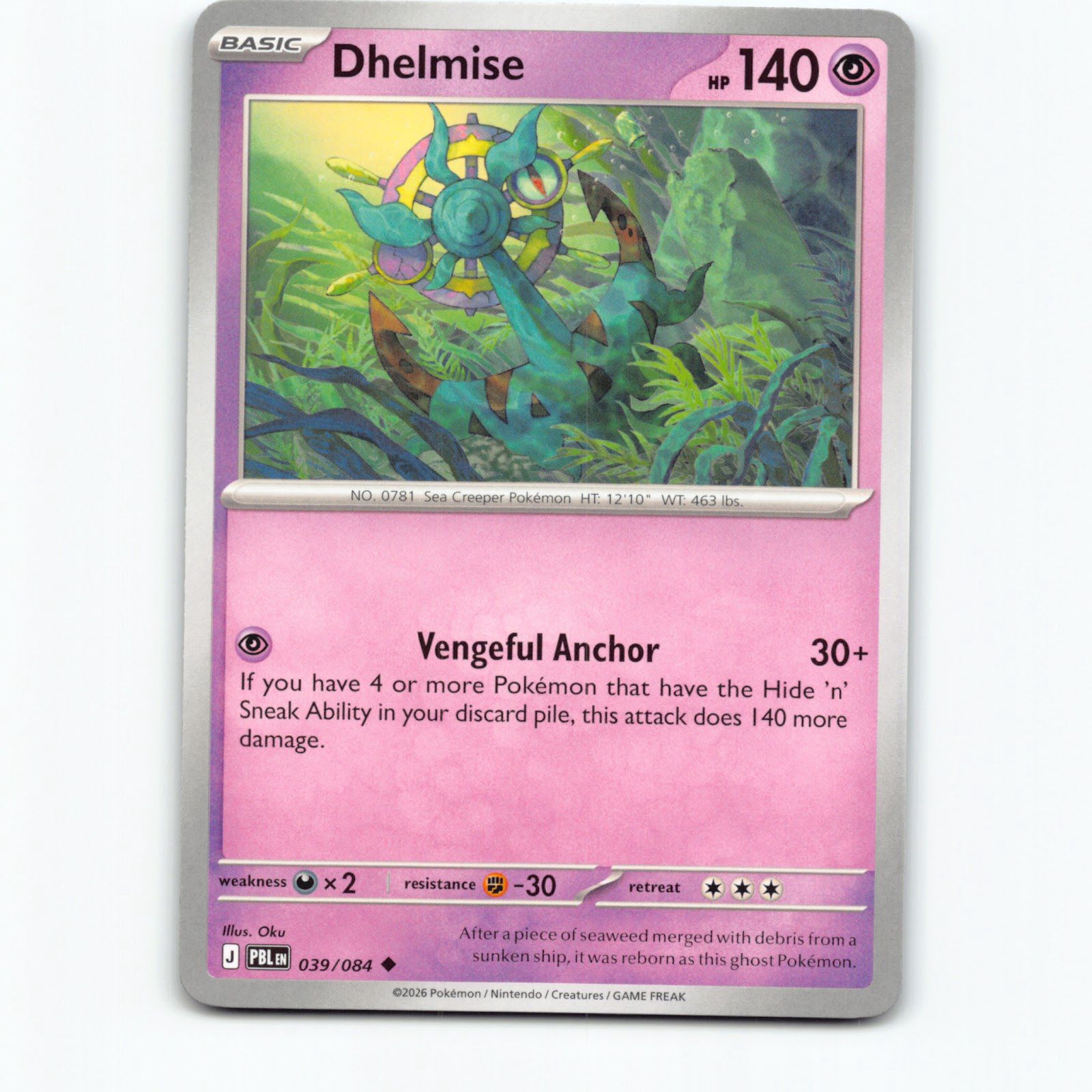 Dhelmise 039/084 Pokémon PBL EN Pitch Black Pokemon Kort Mega Evolution