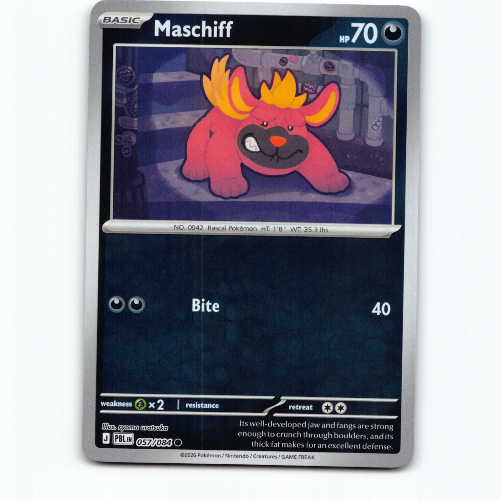 Maschiff 057/084 Pokémon Reverse Holo PBL EN Pitch Black Pokemon Kort Mega Evolu