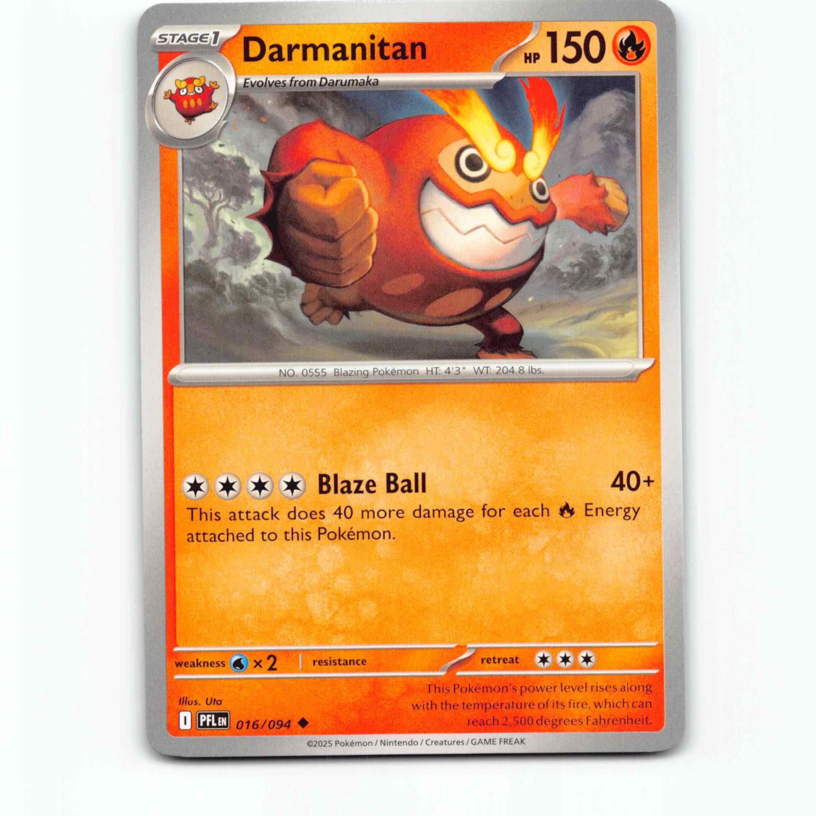 Darmanitan 016/094 Pokémon PFL EN Phantasmal Flames Pokemon Kort Mega Evolution