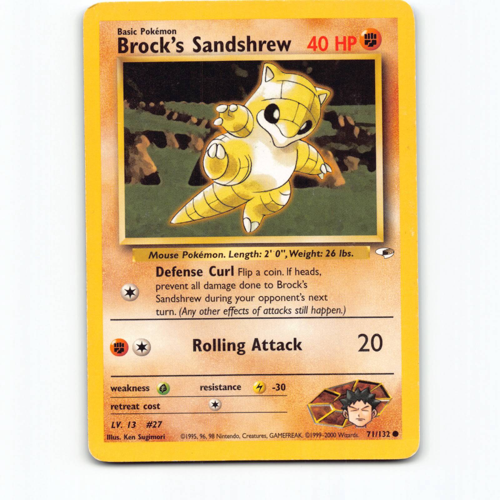 Brock's Sandshrew 071/132 Pokémon G1 EN Gym Heroes Pokemon Kort Wizards of The C